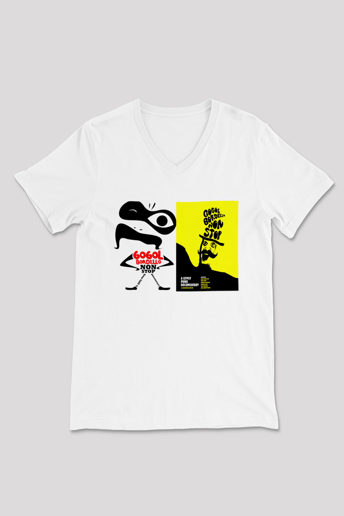 Gogol Bordello Beyaz Unisex V Yaka Tişört T-Shirt