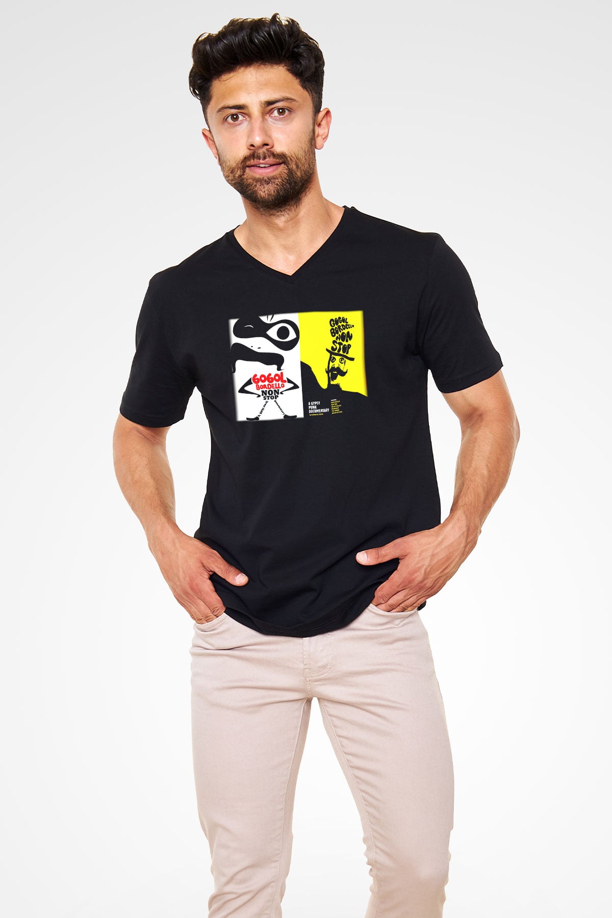 Gogol Bordello Siyah Unisex V Yaka Tişört T-Shirt