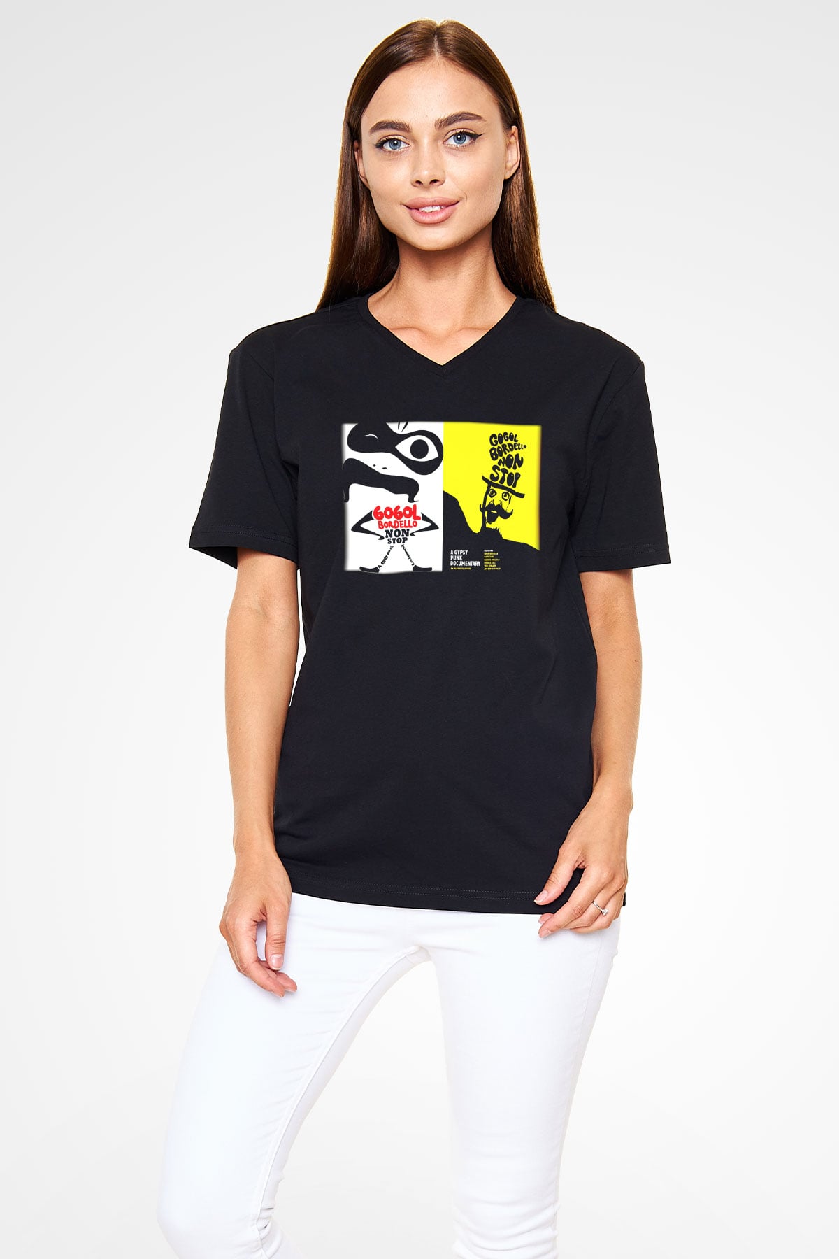 Gogol Bordello Siyah Unisex V Yaka Tişört T-Shirt