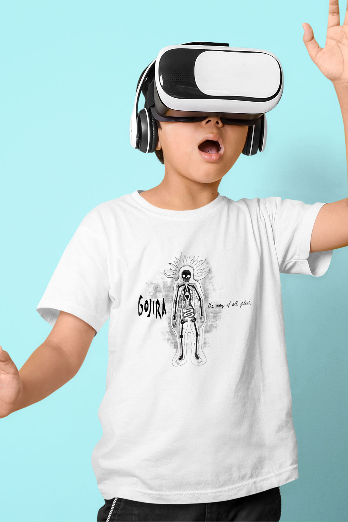 Gojira Baskılı Beyaz Unisex Çocuk Tişört