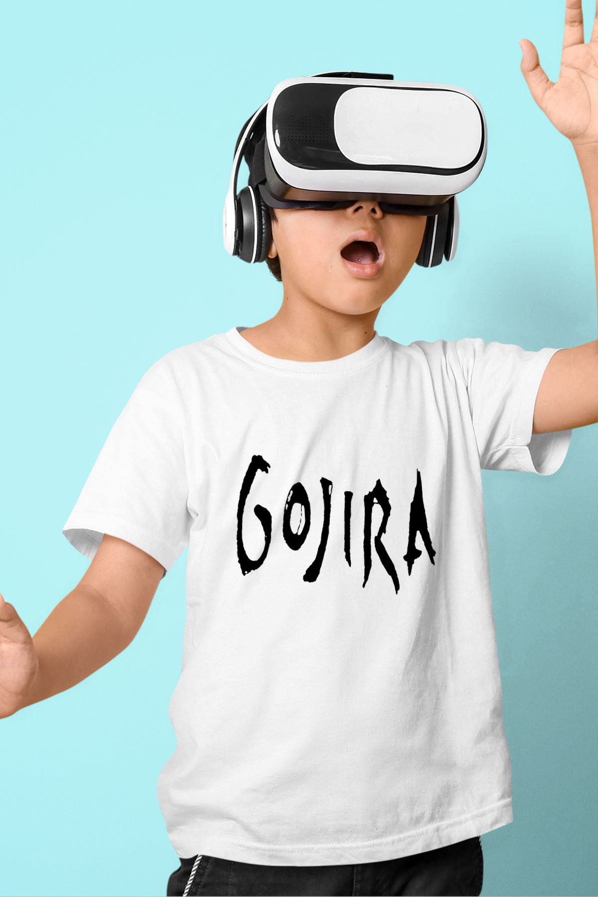 Gojira Baskılı Beyaz Unisex Çocuk Tişört
