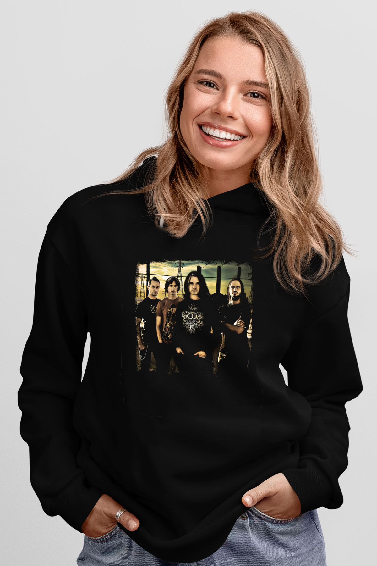 Gojira Baskılı Unisex Siyah Hoodie