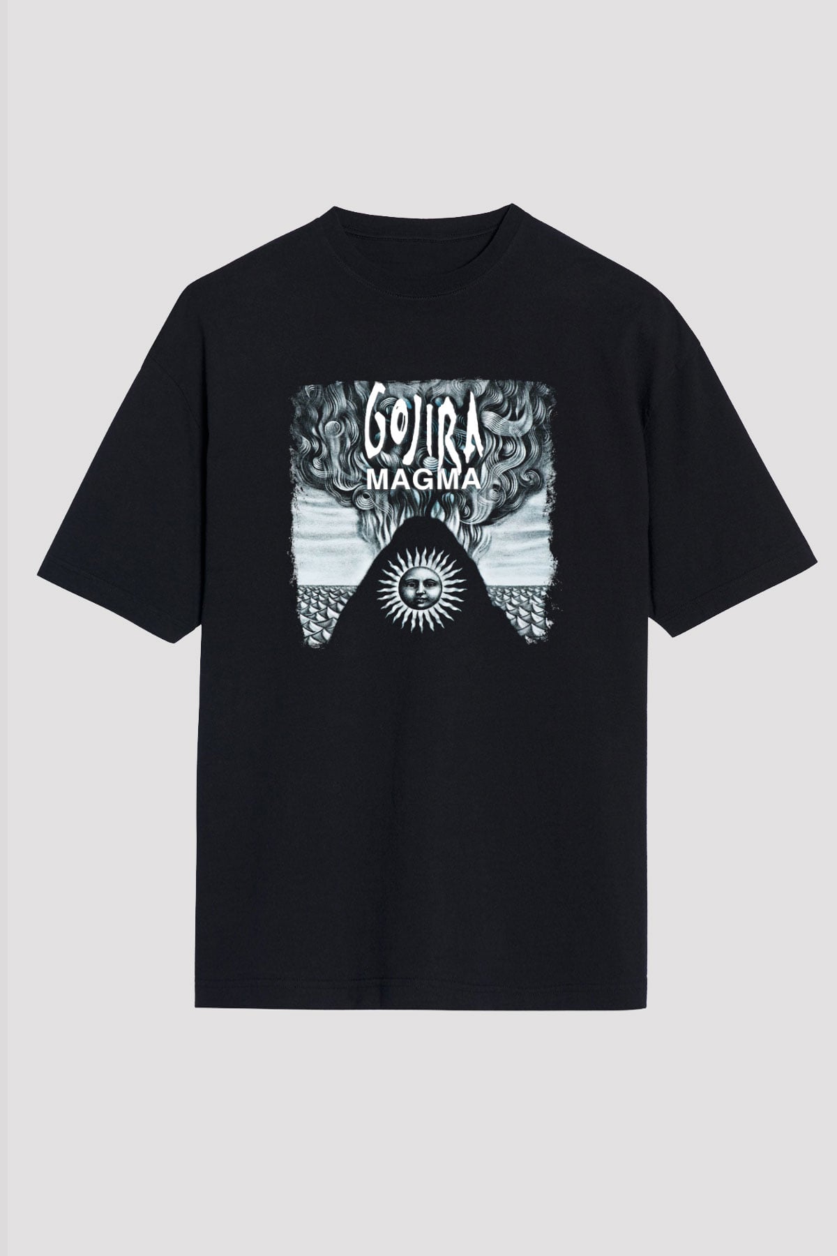 Gojira Baskılı Unisex Siyah Oversize Tişört