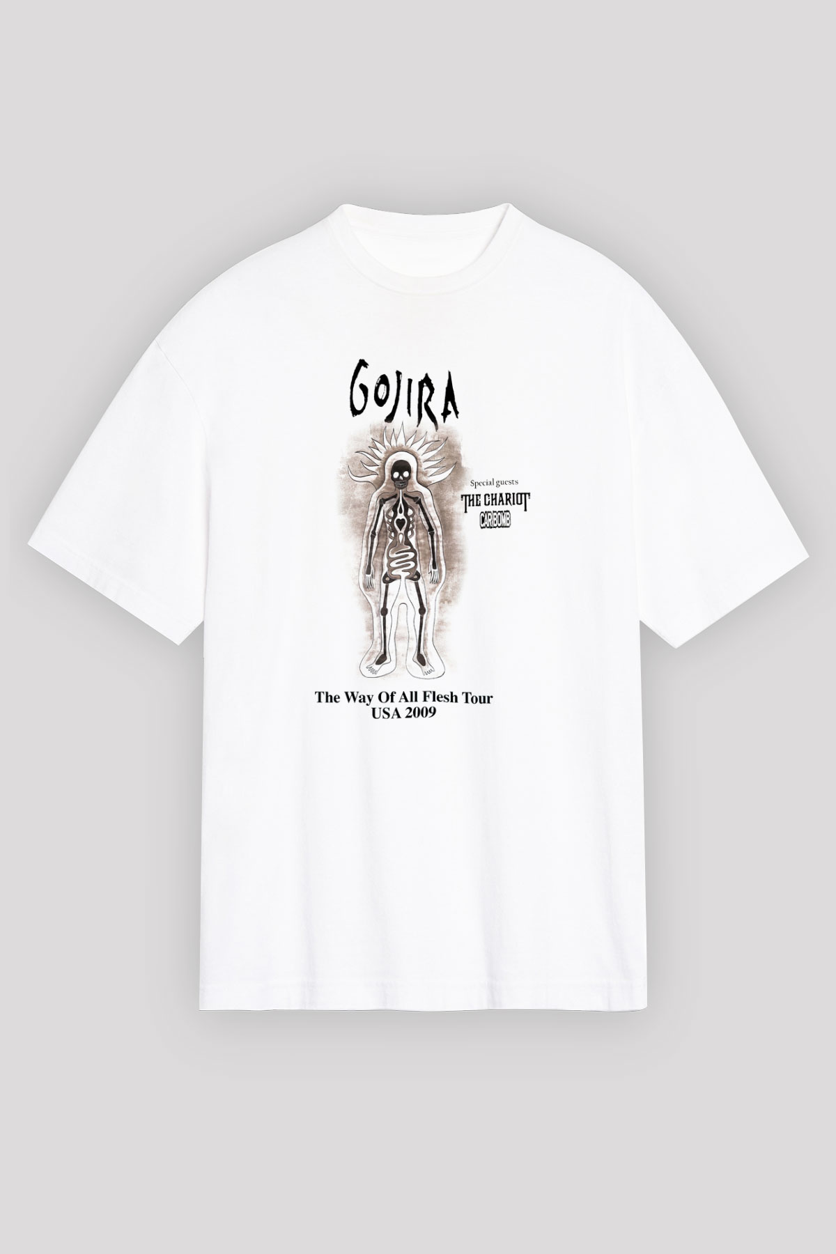 Gojira Beyaz Unisex Oversize Tişört T-Shirt