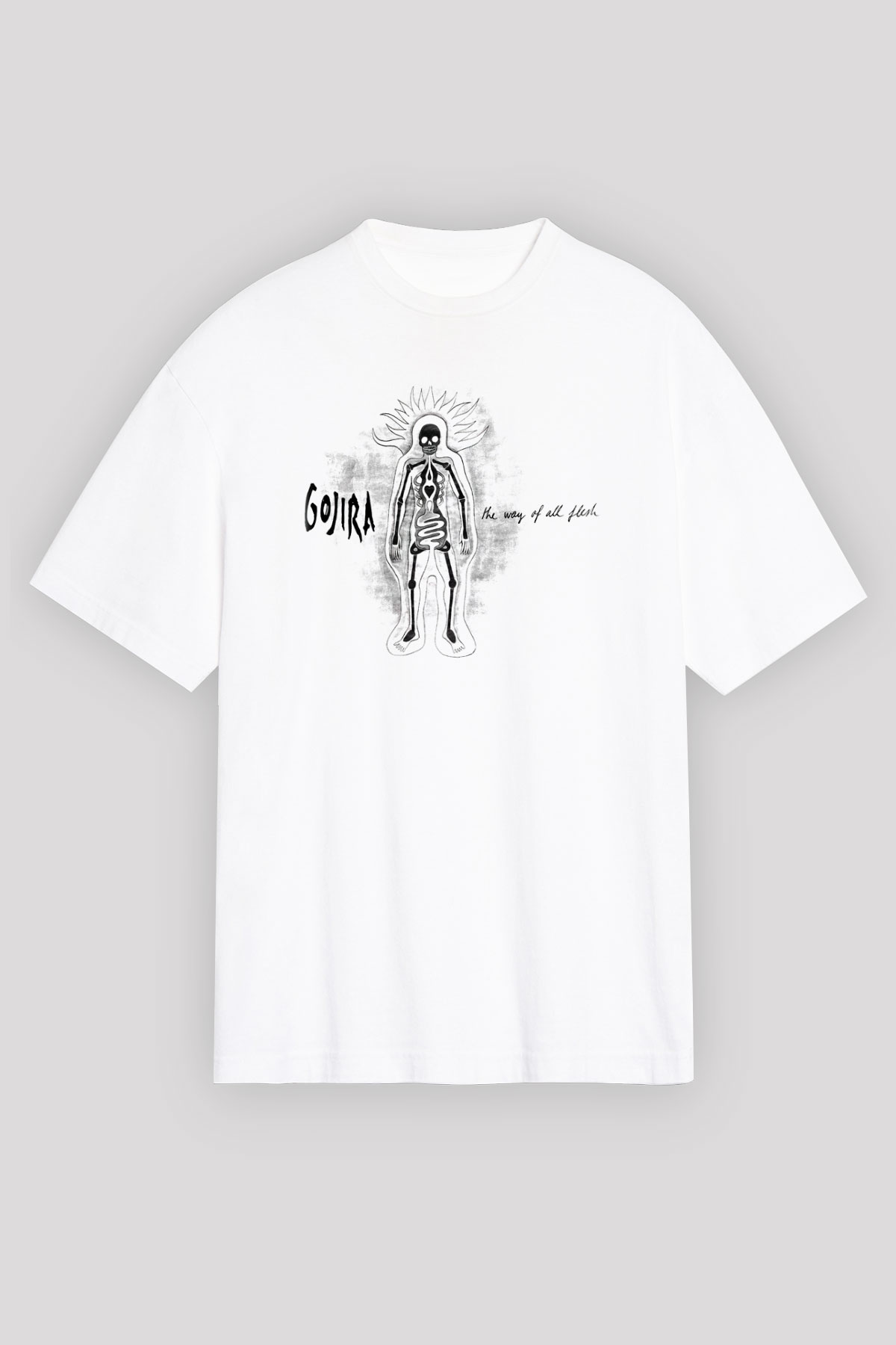 Gojira Beyaz Unisex Oversize Tişört T-Shirt