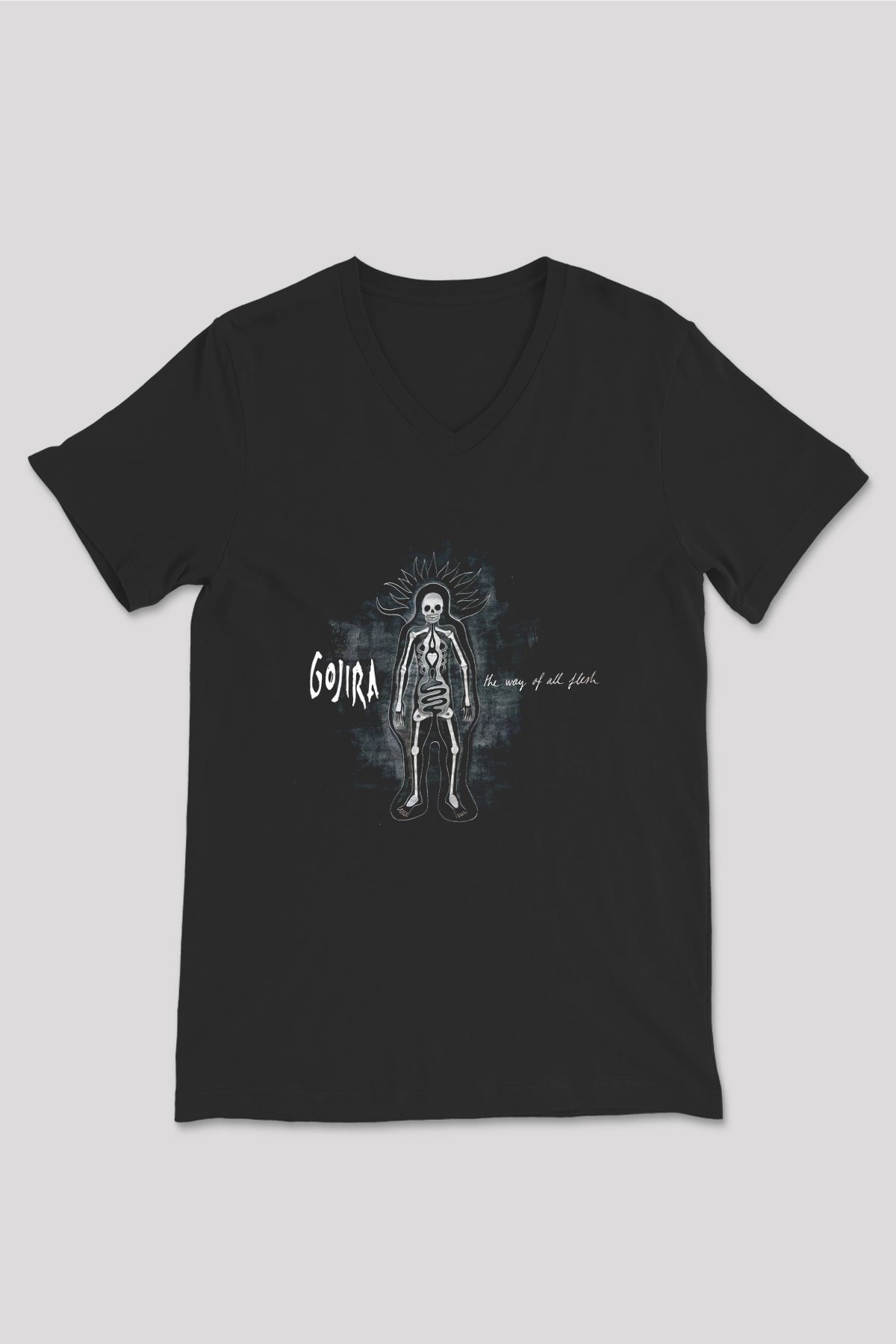 Gojira Siyah Unisex V Yaka Tişört T-Shirt