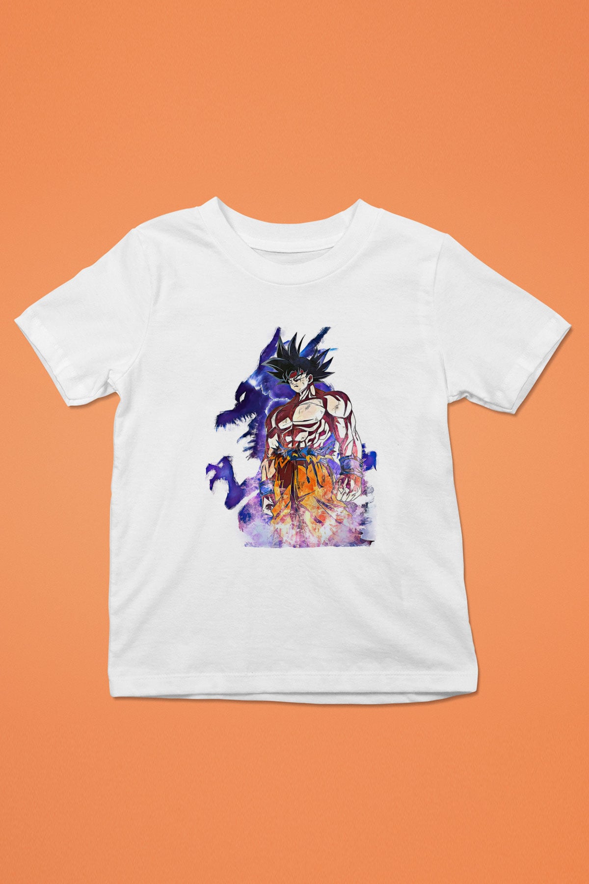 Goku Baskılı Beyaz Unisex Beyaz Çocuk Tişört - Tshirt