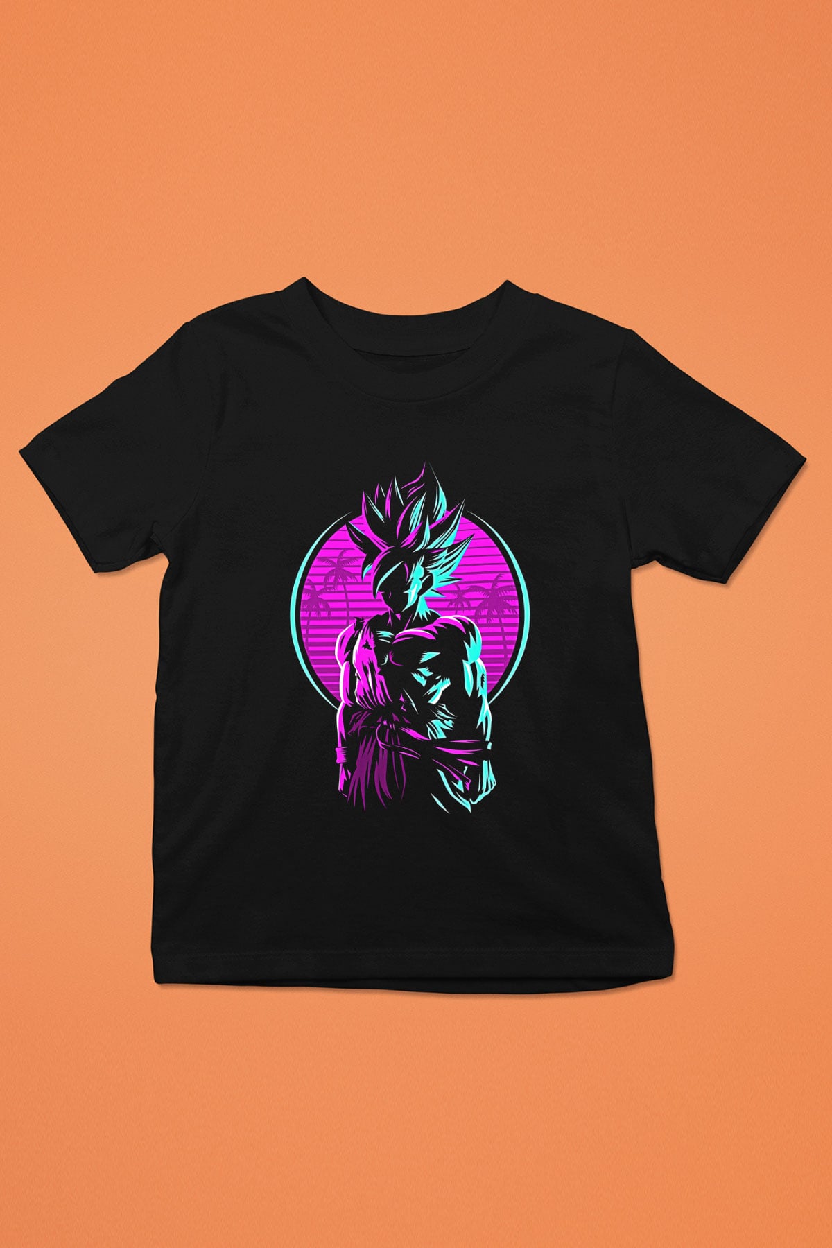 Goku Baskılı Unisex Siyah Çocuk Tişört - Tshirt