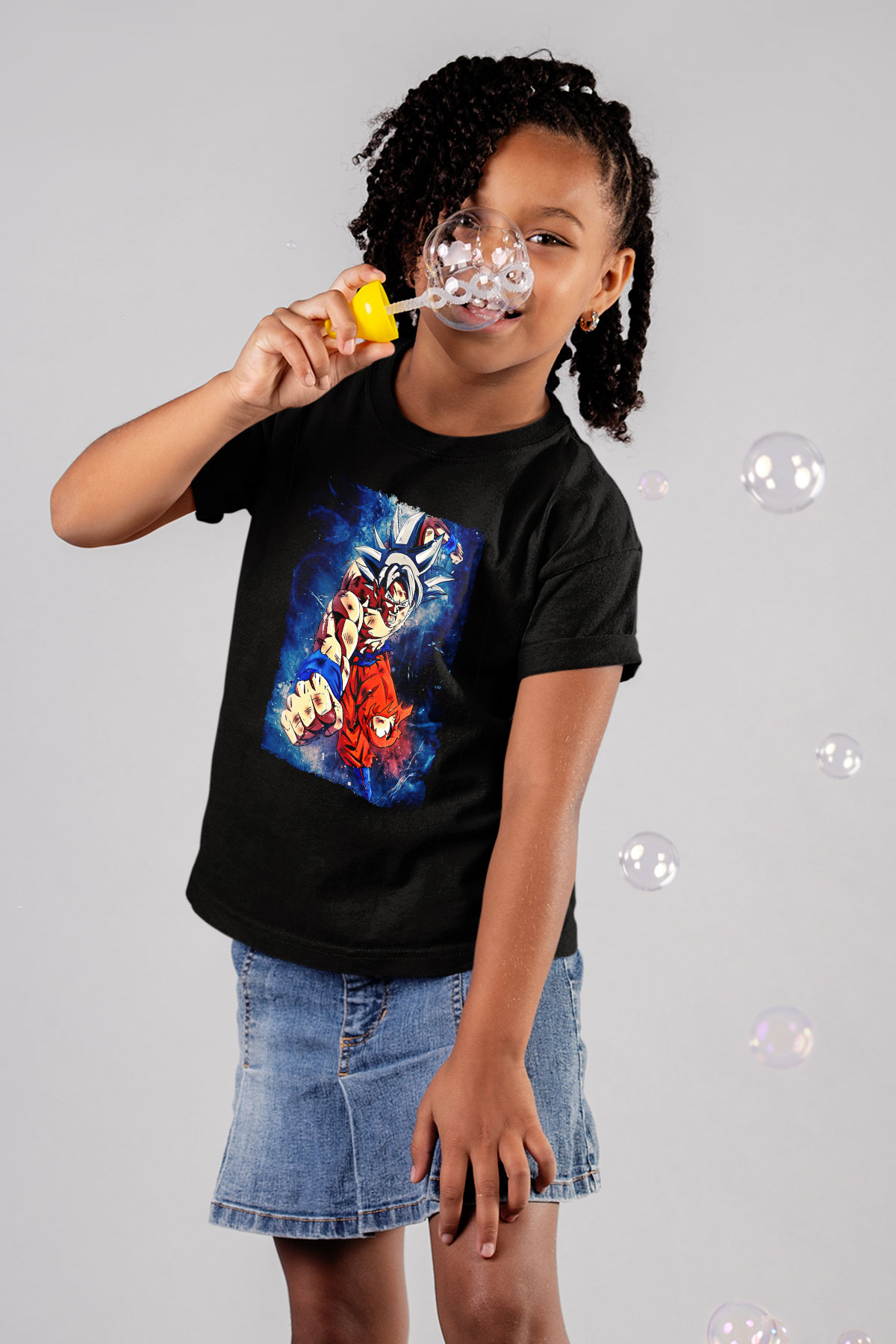 Goku Baskılı Unisex Siyah Çocuk Tişört - Tshirt