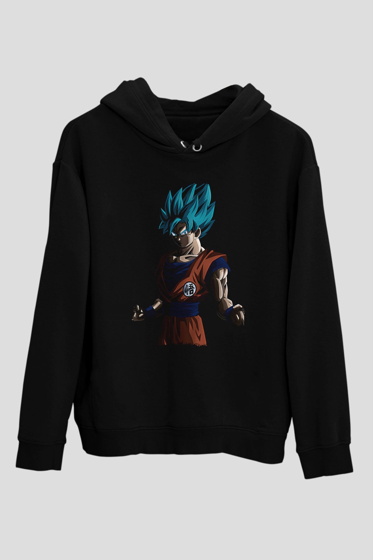 Goku Baskılı Unisex Siyah Hoodie