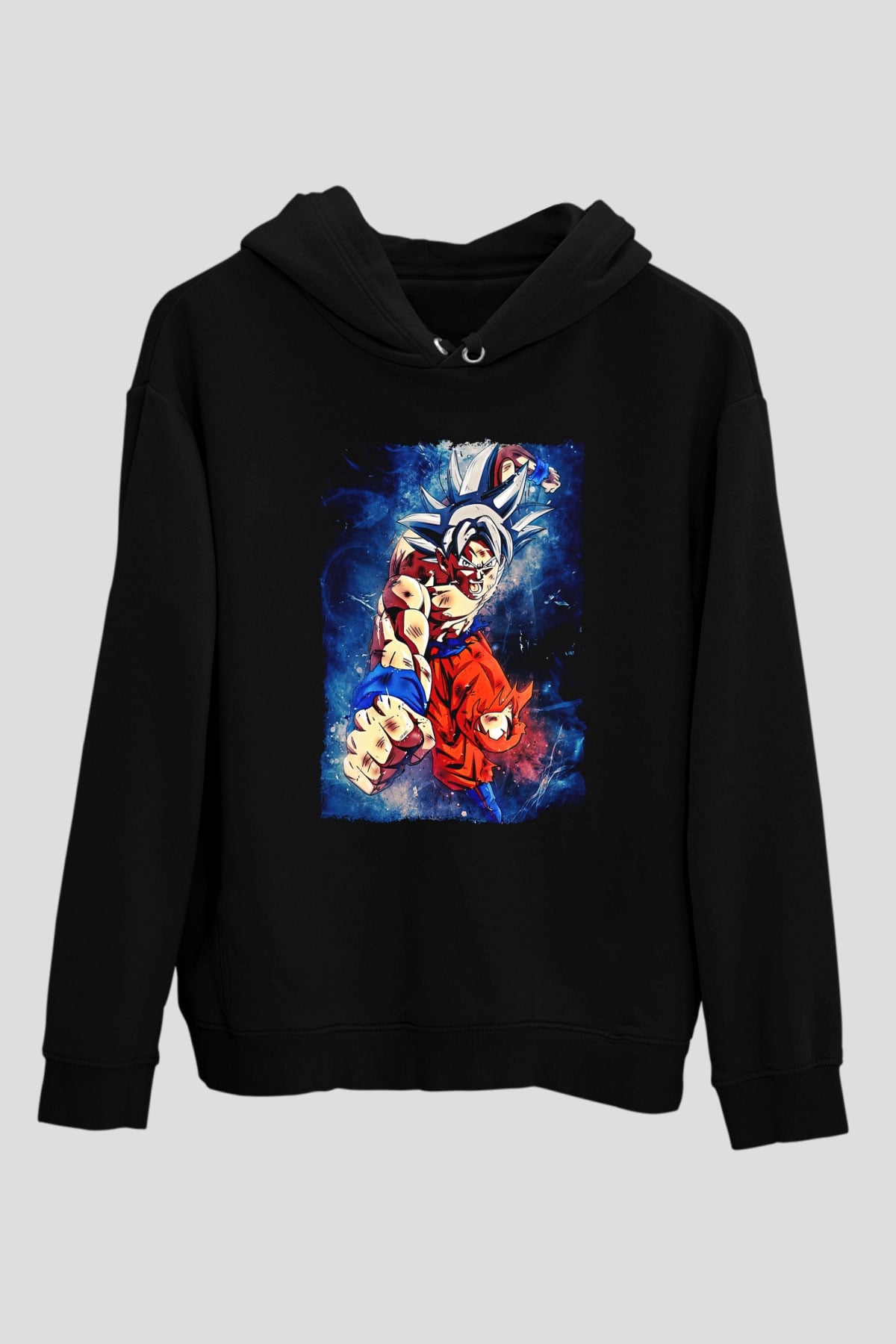Goku Baskılı Unisex Siyah Hoodie