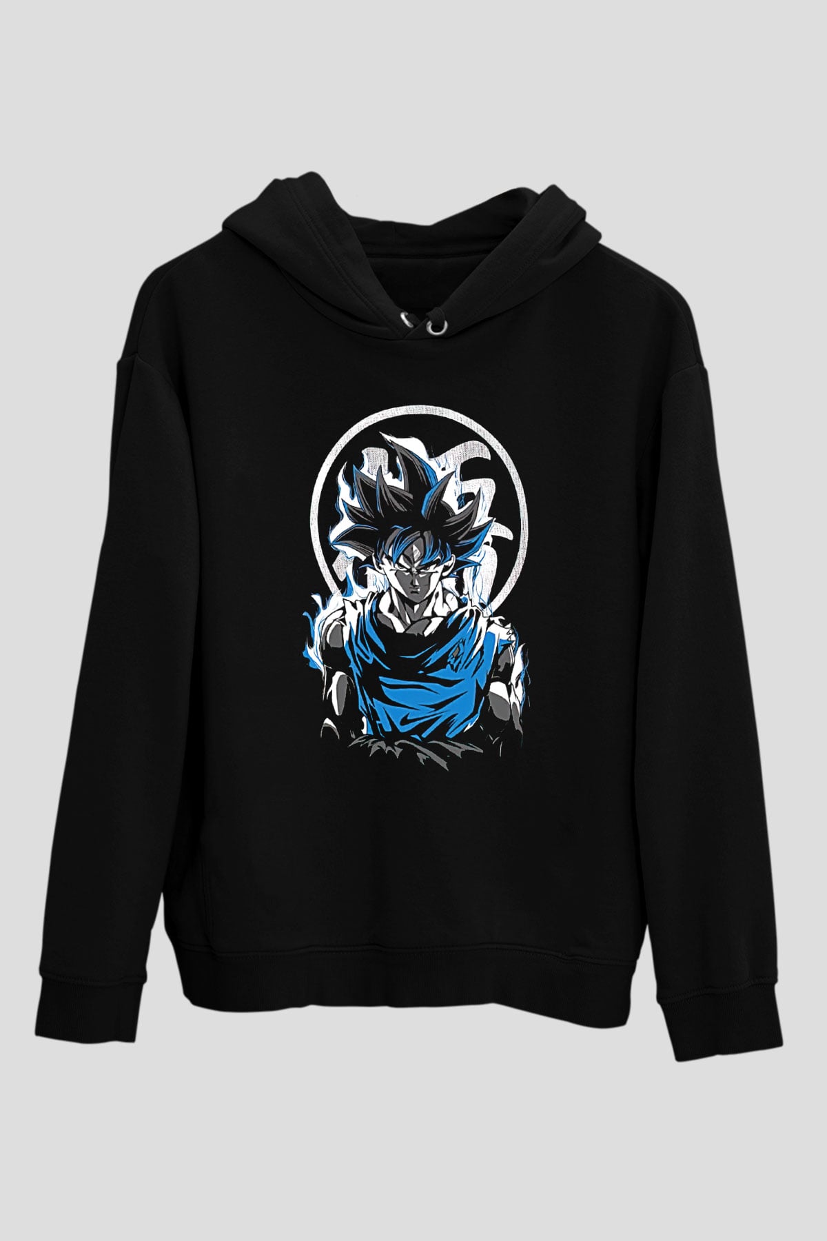 Goku Baskılı Unisex Siyah Hoodie