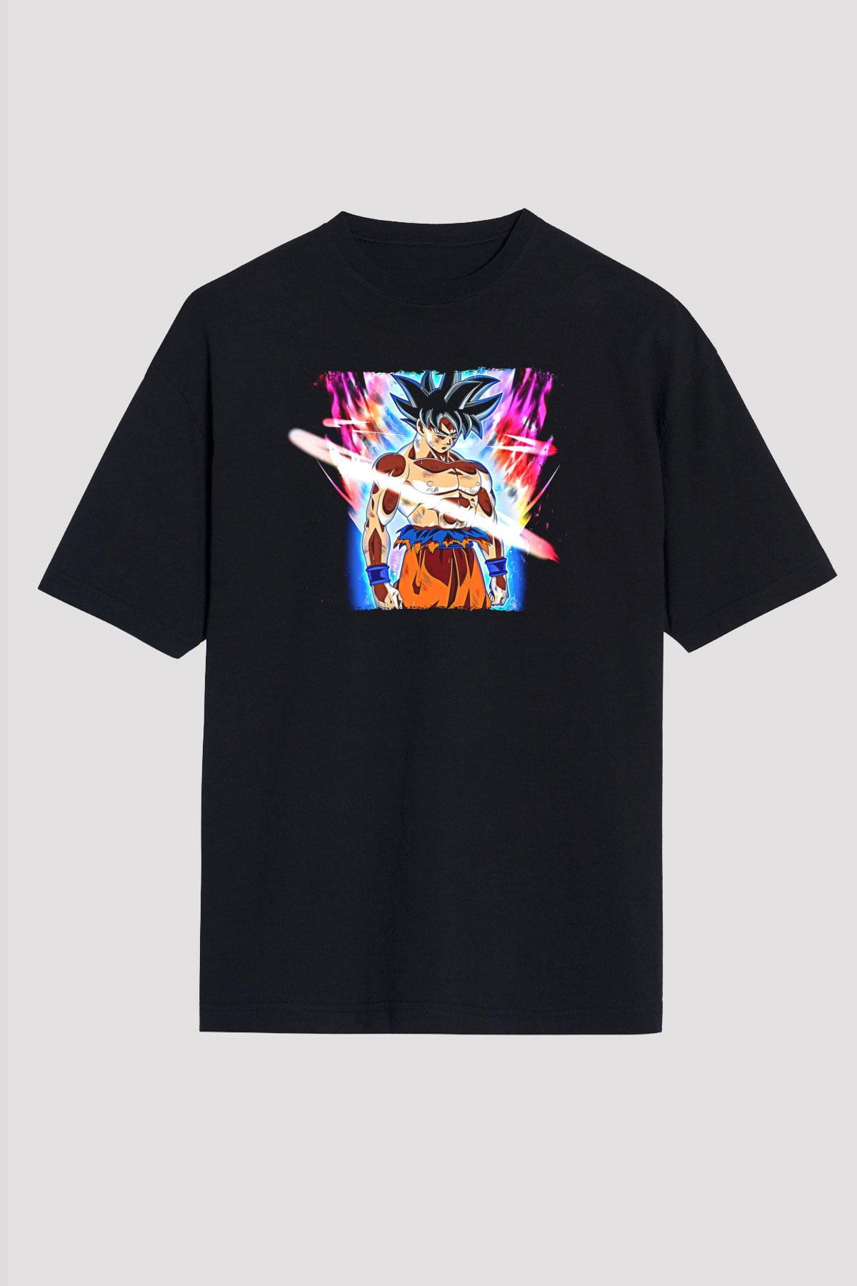 Goku Baskılı Unisex Siyah Oversize Tişört - Tshirt