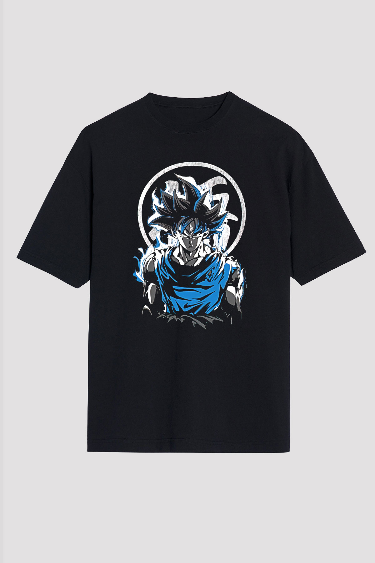 Goku Baskılı Unisex Siyah Oversize Tişört - Tshirt