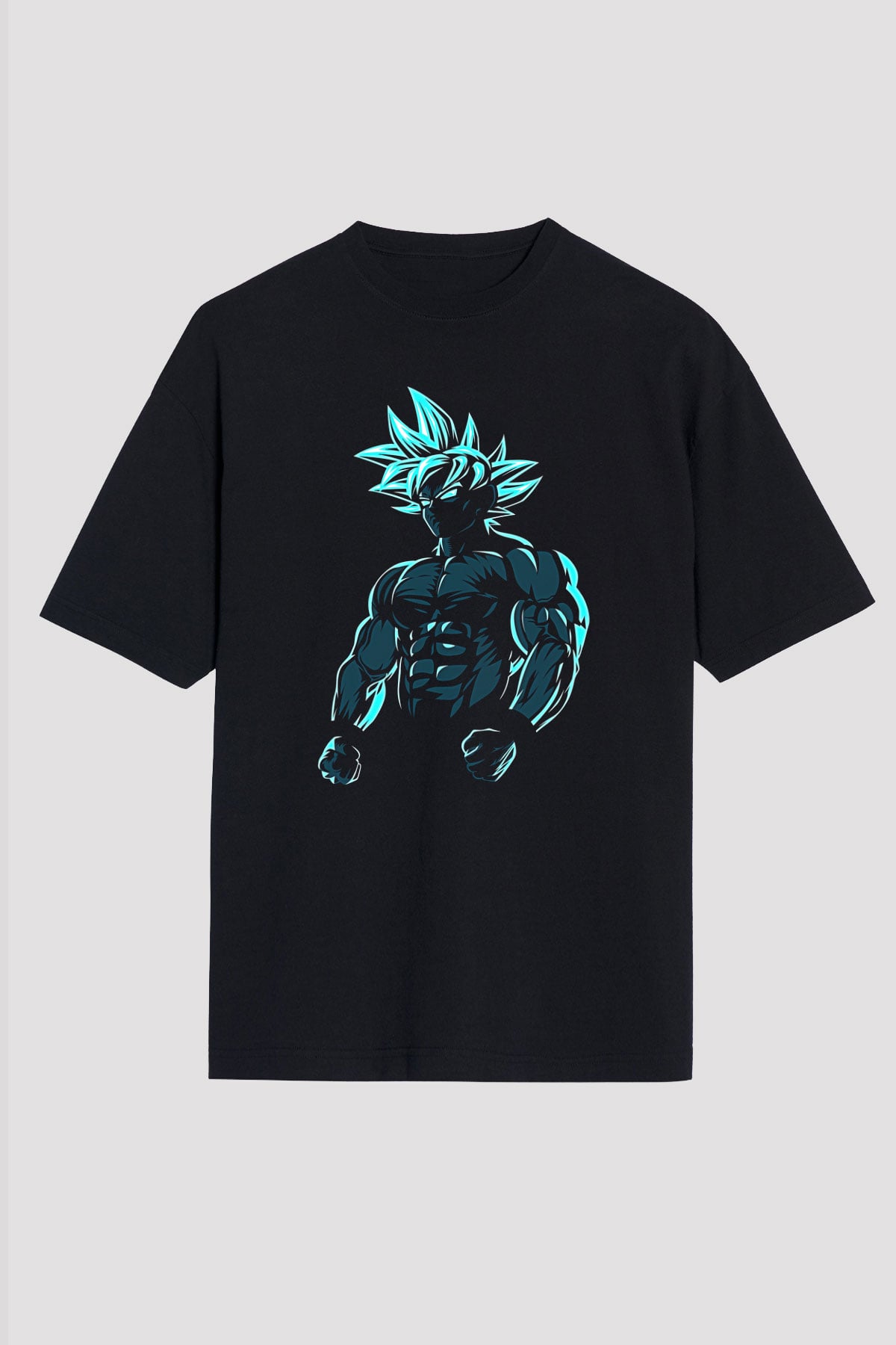 Goku Baskılı Unisex Siyah Oversize Tişört - Tshirt