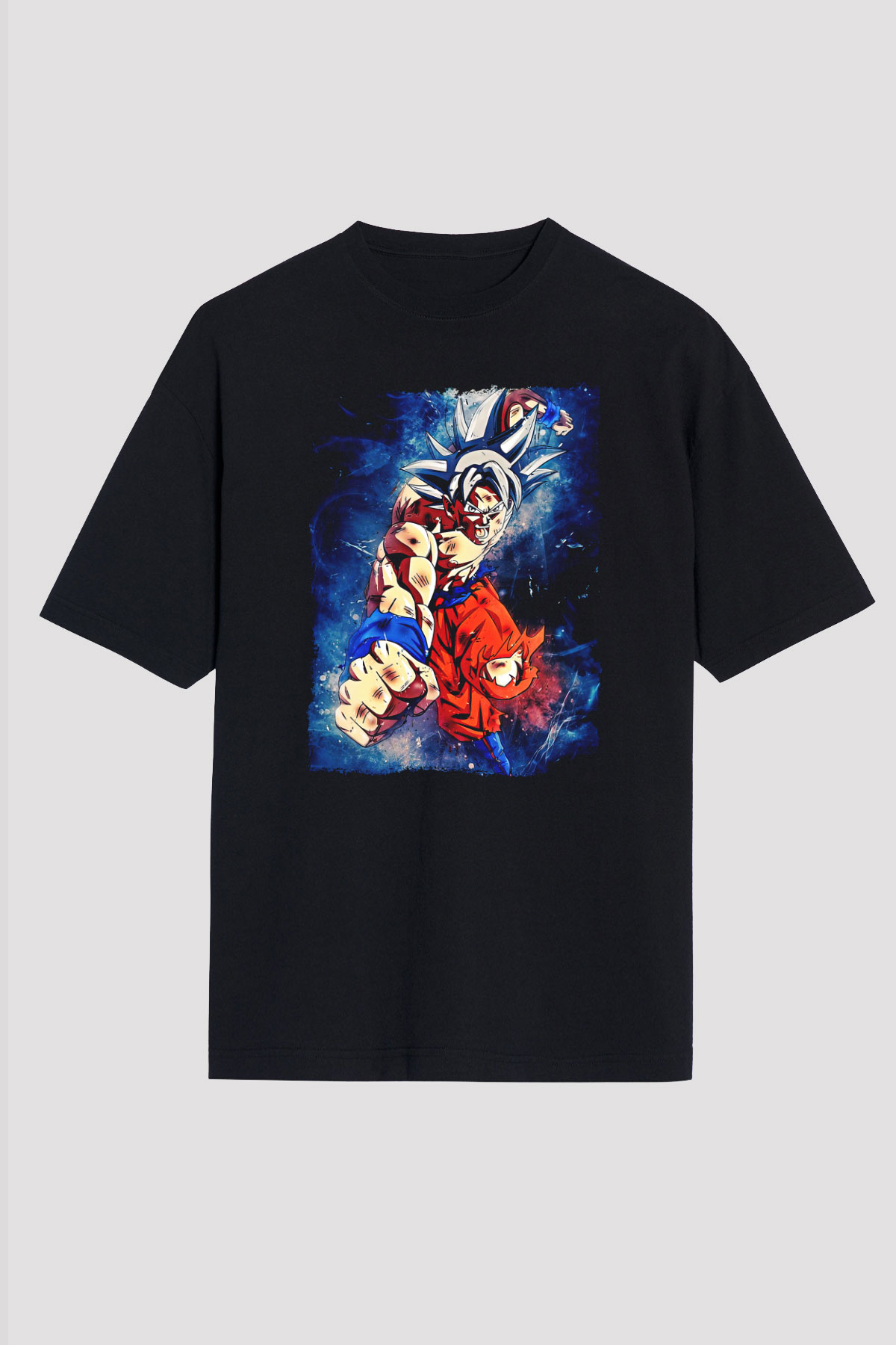 Goku Baskılı Unisex Siyah Oversize Tişört - Tshirt