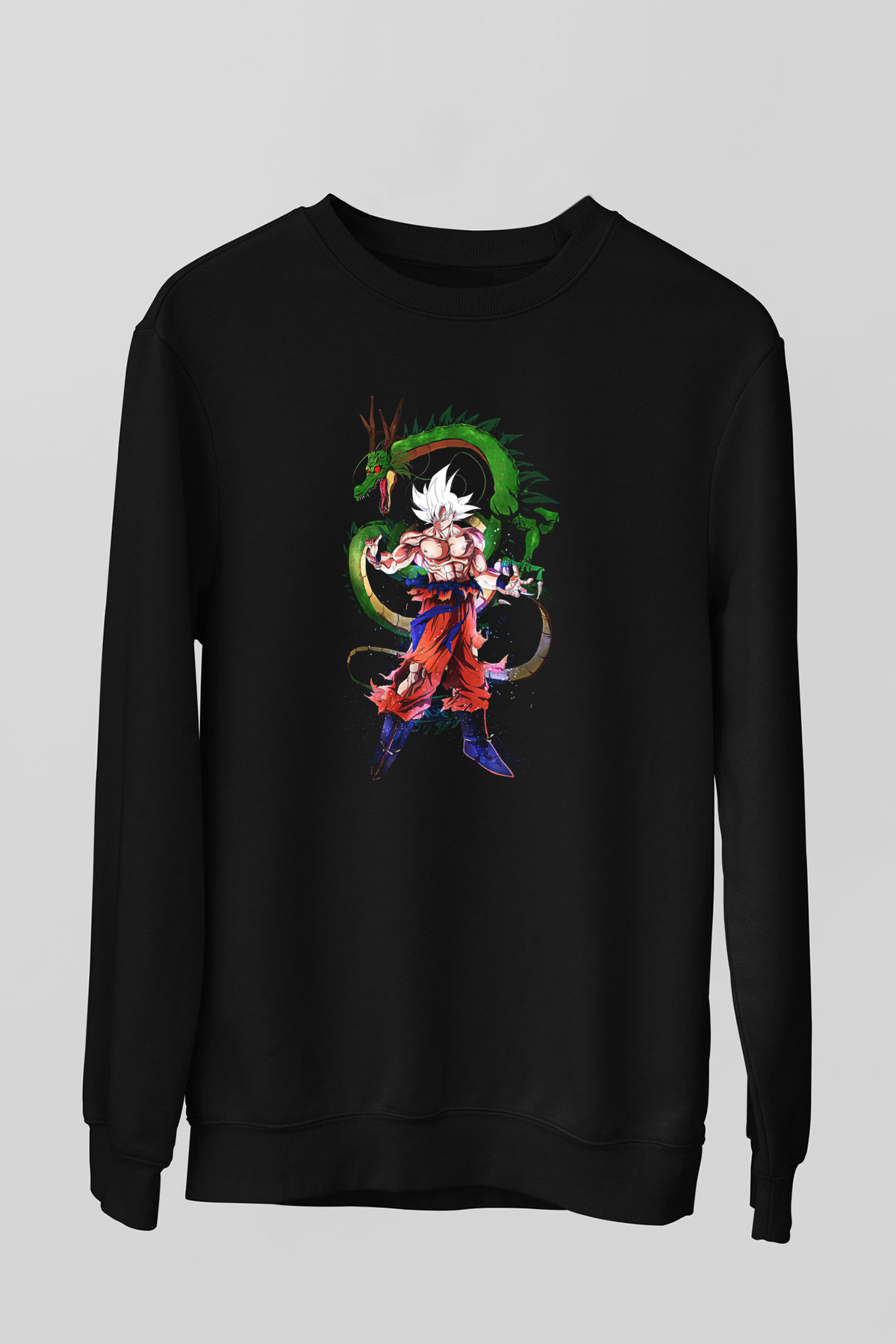 Goku Baskılı Unisex Siyah Sweatshirt