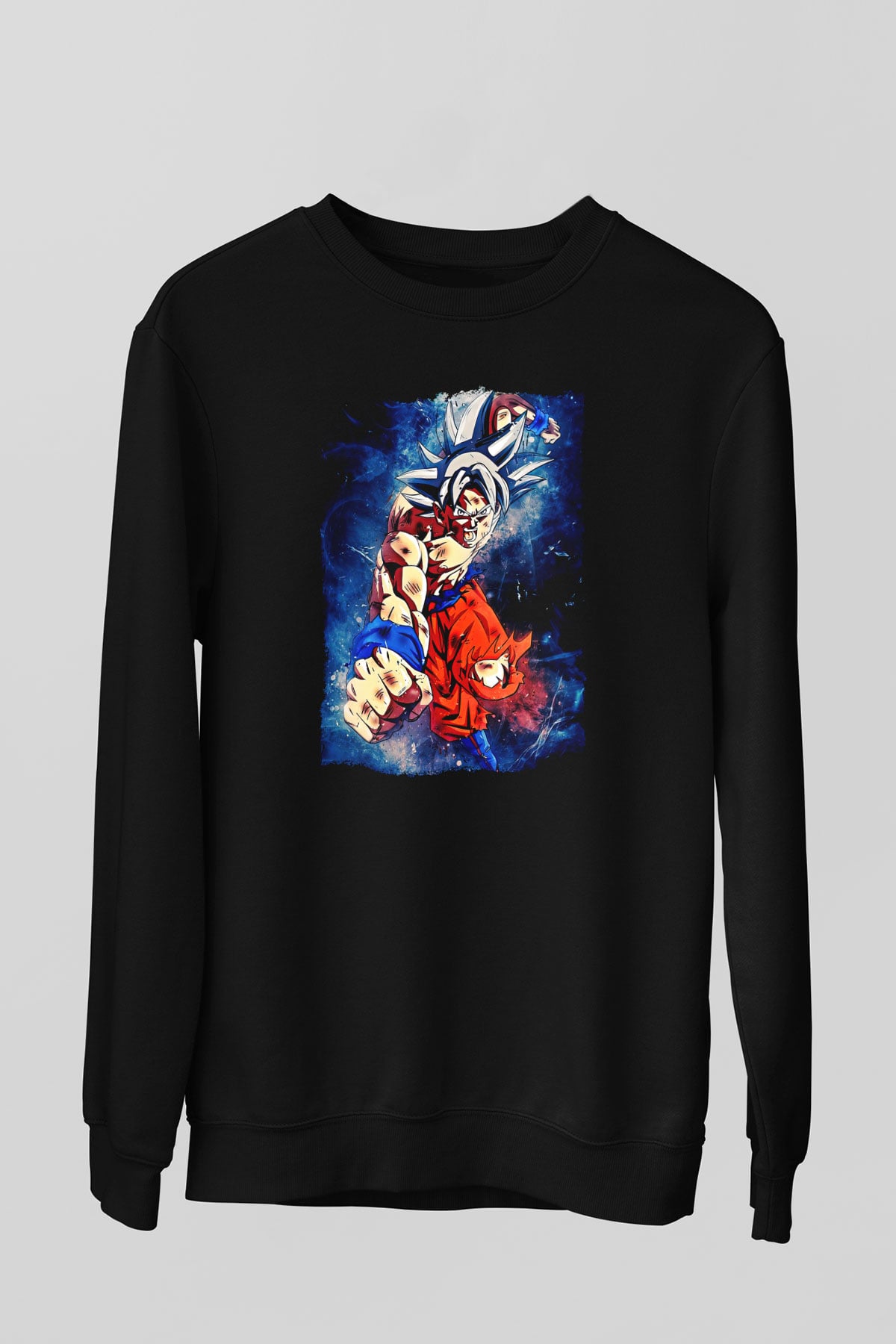 Goku Baskılı Unisex Siyah Sweatshirt