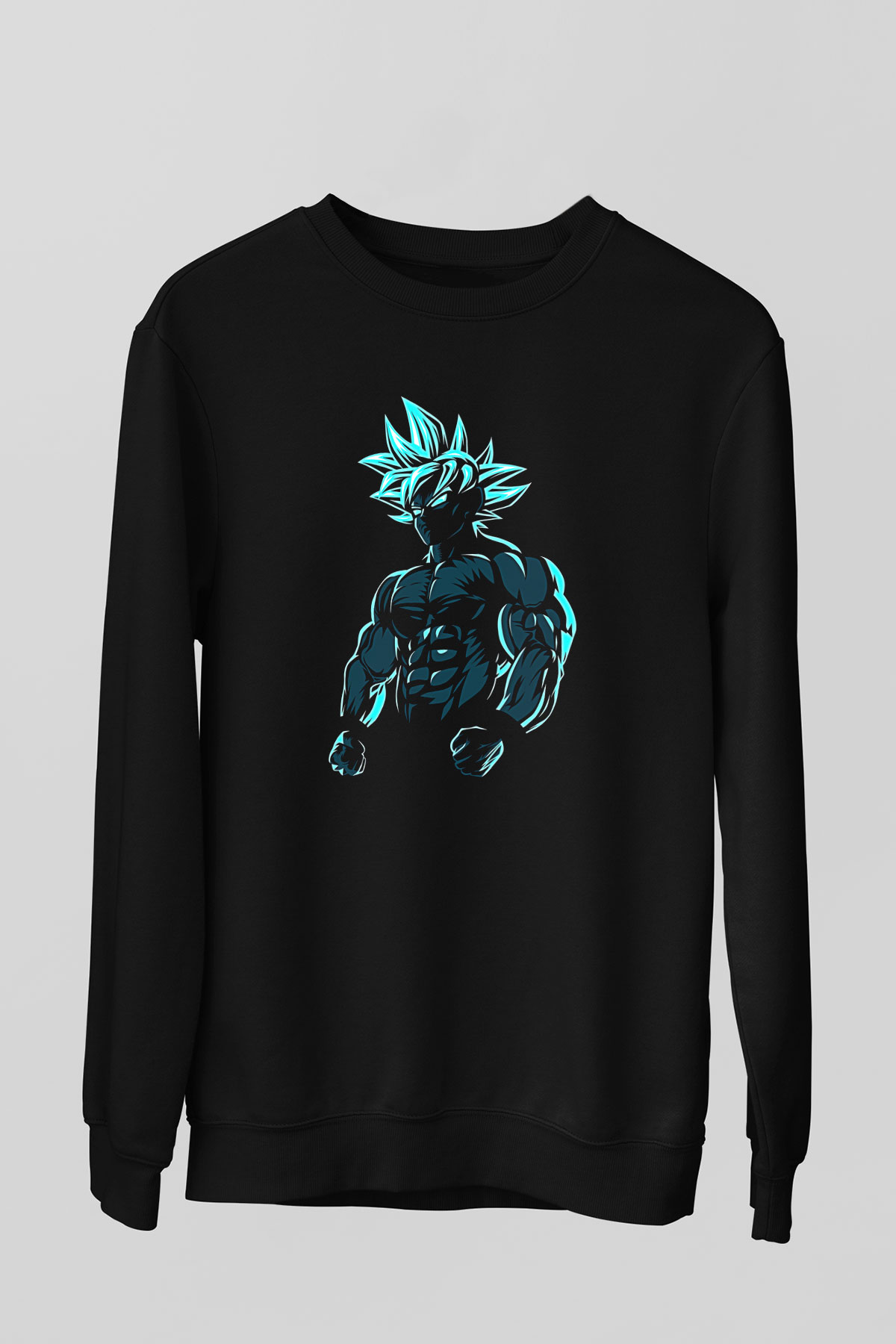 Goku Baskılı Unisex Siyah Sweatshirt
