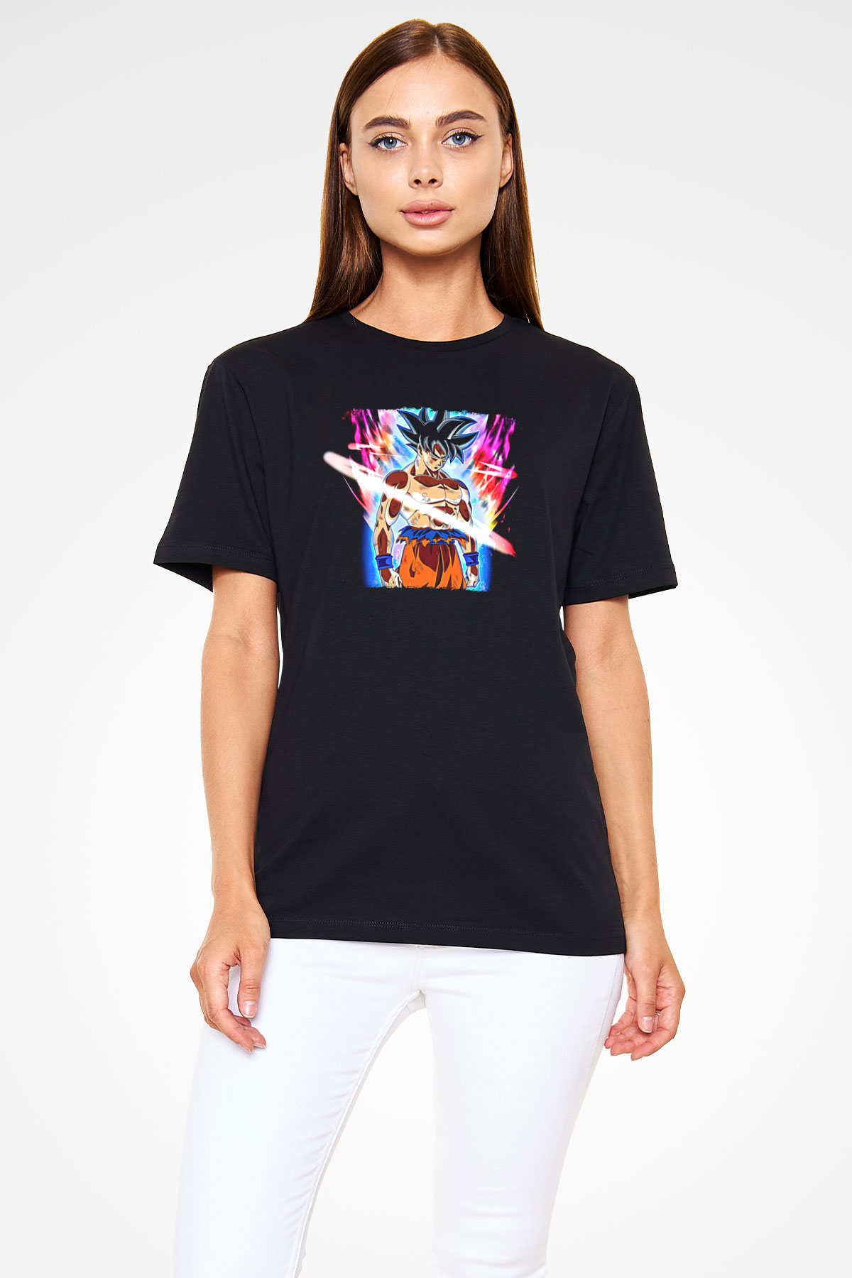 Goku Baskılı Unisex Siyah Tişört - Tshirt