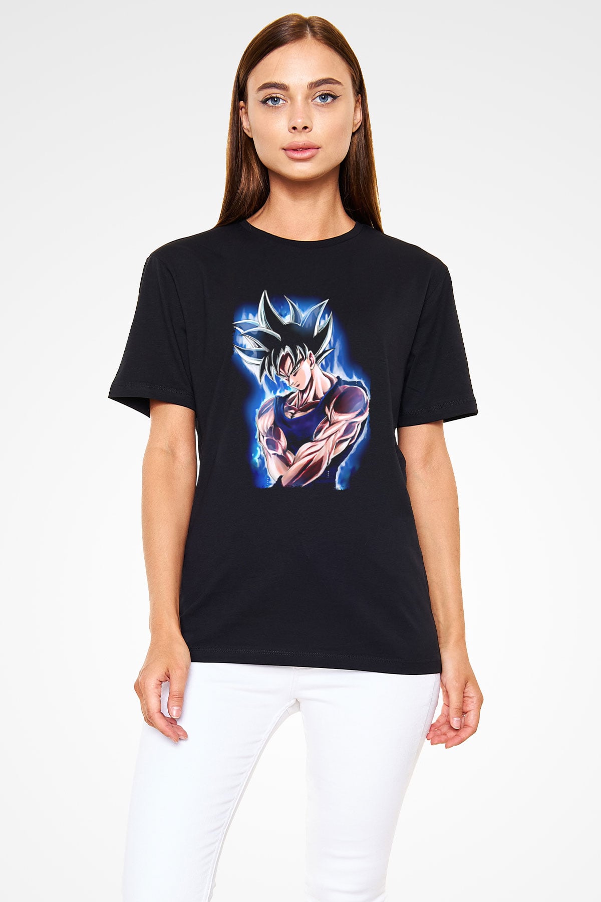 Goku Baskılı Unisex Siyah Tişört - Tshirt
