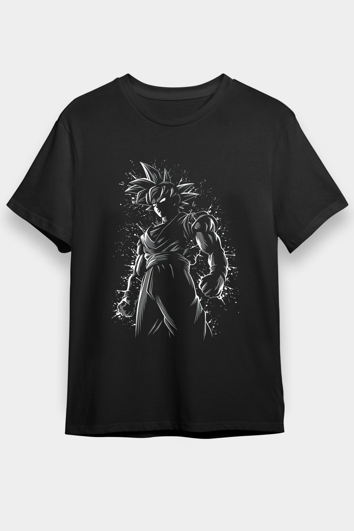 Goku Baskılı Unisex Siyah Tişört - Tshirt