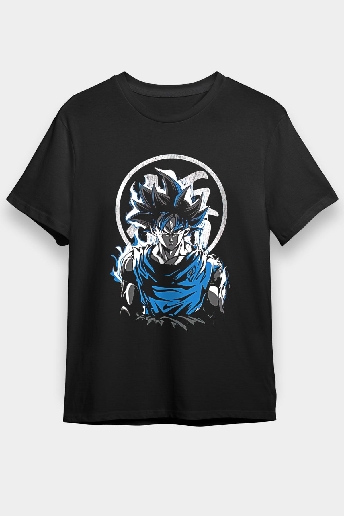 Goku Baskılı Unisex Siyah Tişört - Tshirt