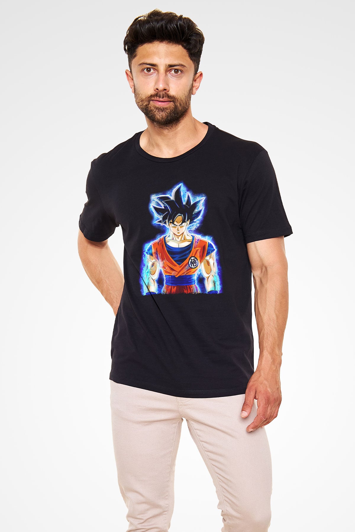 Goku Baskılı Unisex Siyah Tişört - Tshirt
