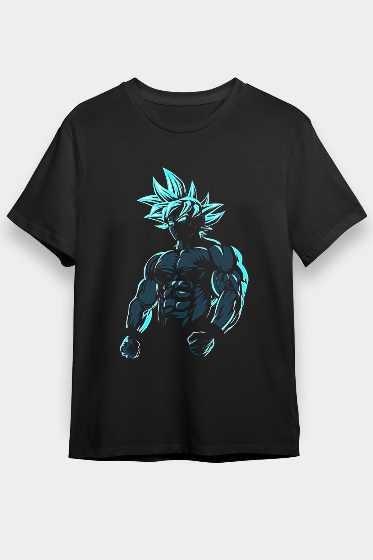 Goku Baskılı Unisex Siyah Tişört - Tshirt