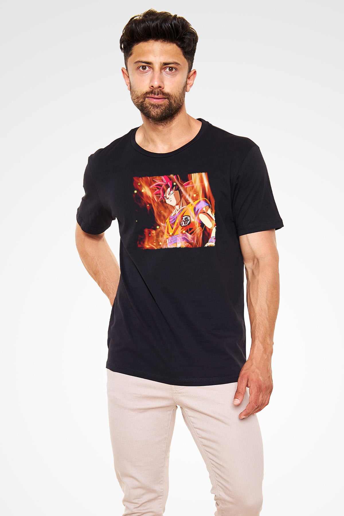 Goku Baskılı Unisex Siyah Tişört - Tshirt
