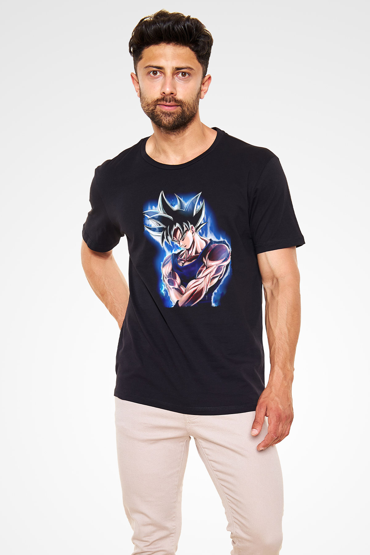 Goku Baskılı Unisex Siyah Tişört - Tshirt