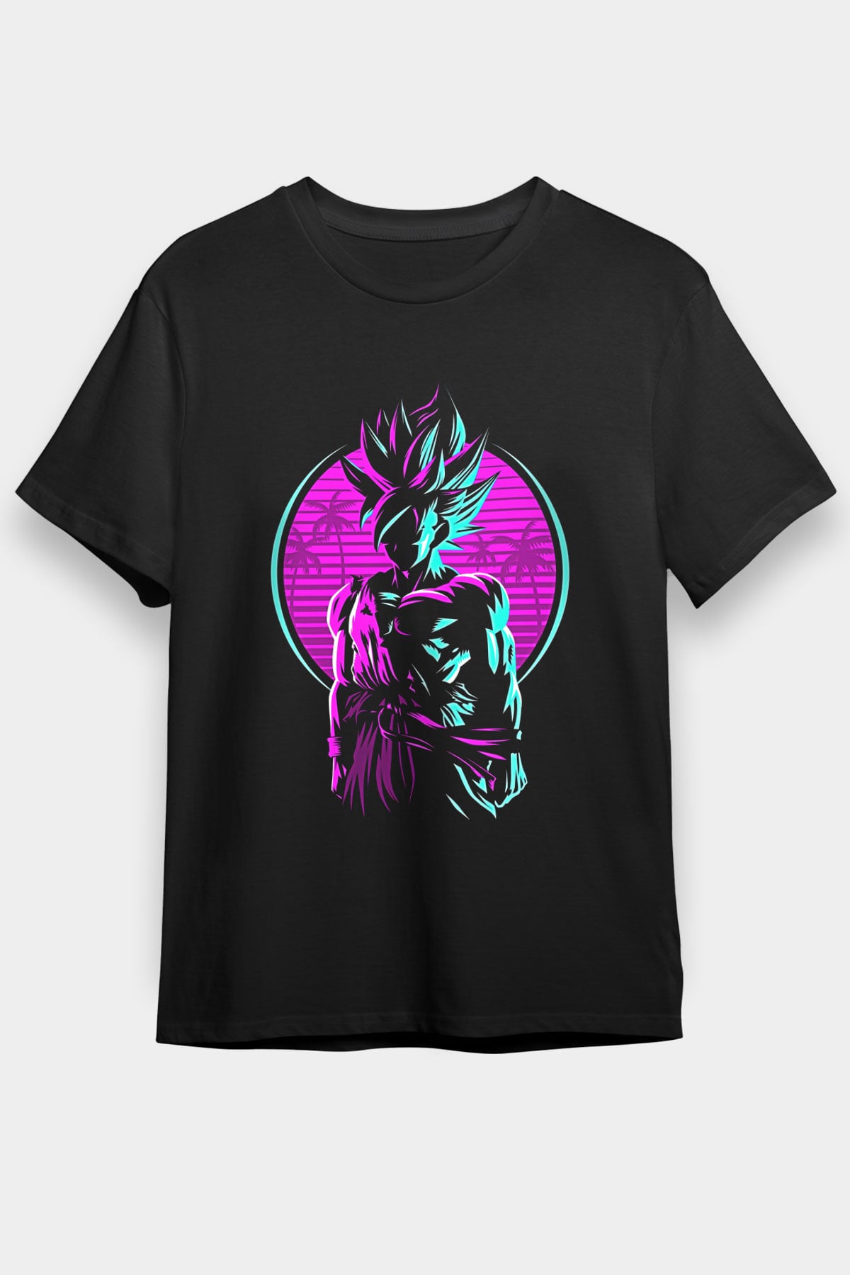 Goku Baskılı Unisex Siyah Tişört - Tshirt