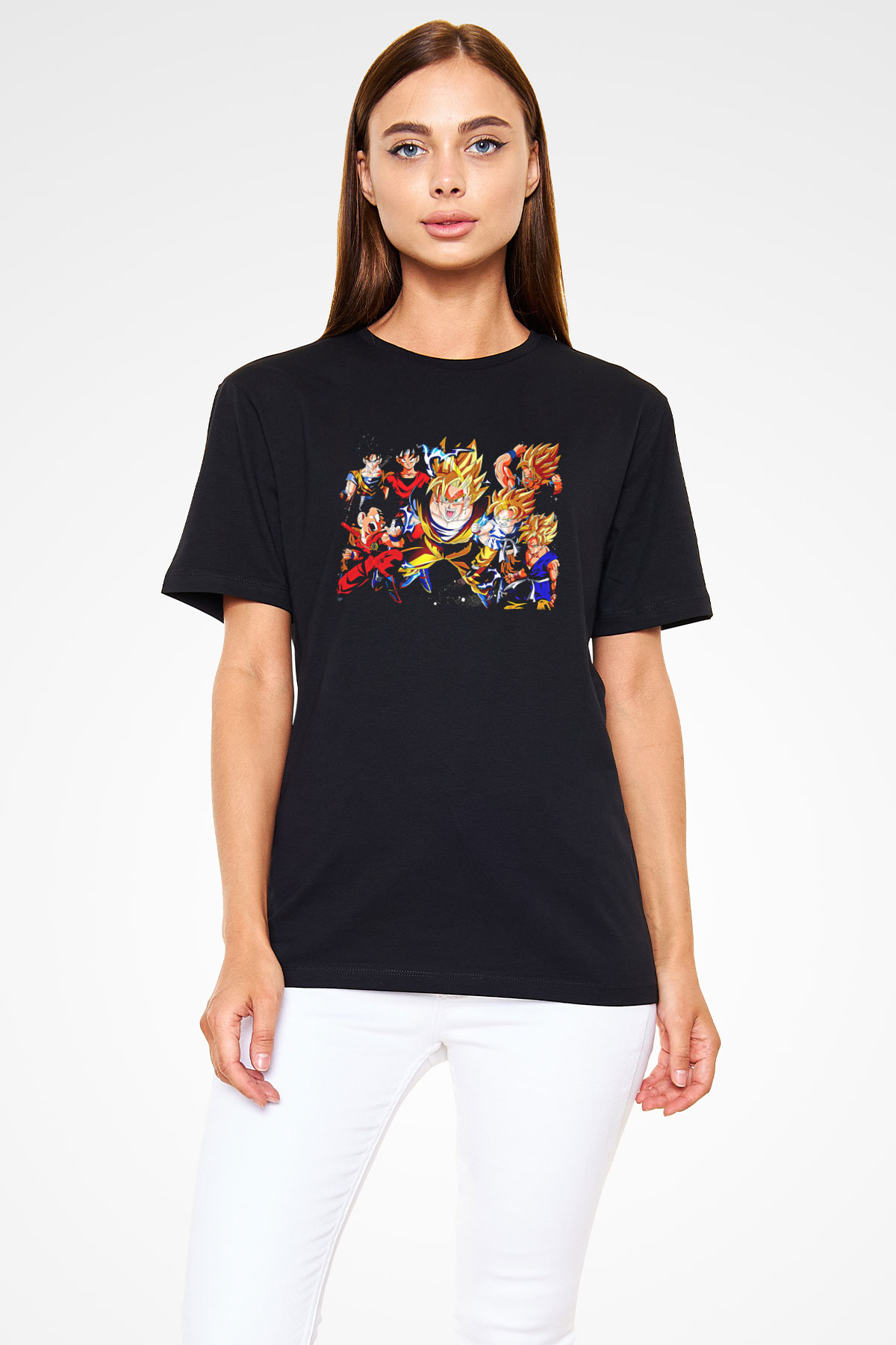 Goku Baskılı Unisex Siyah Tişört - Tshirt