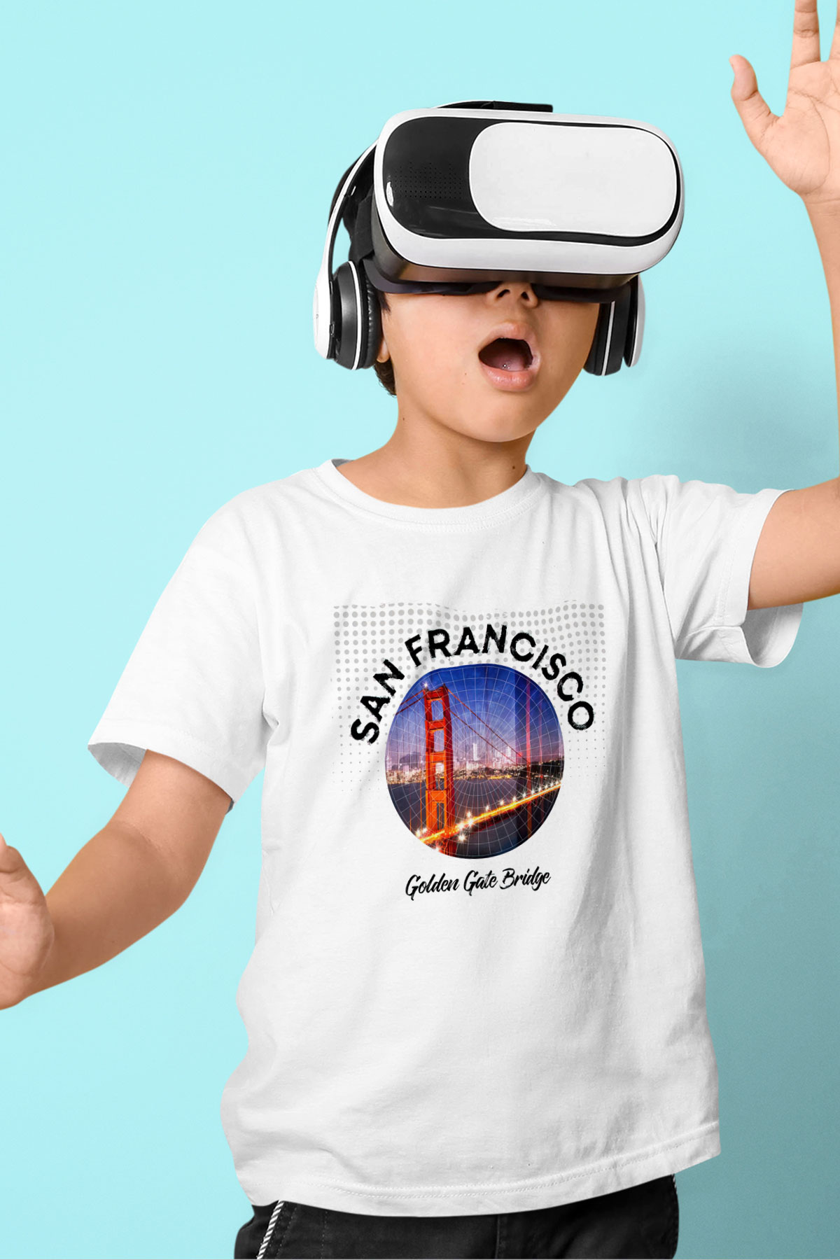 Golden Gate Bridge Beyaz Unisex Çocuk Tişört