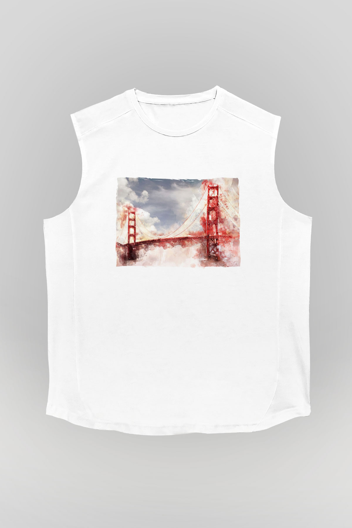 Golden Gate Bridge Beyaz Unisex Kolsuz Tişört