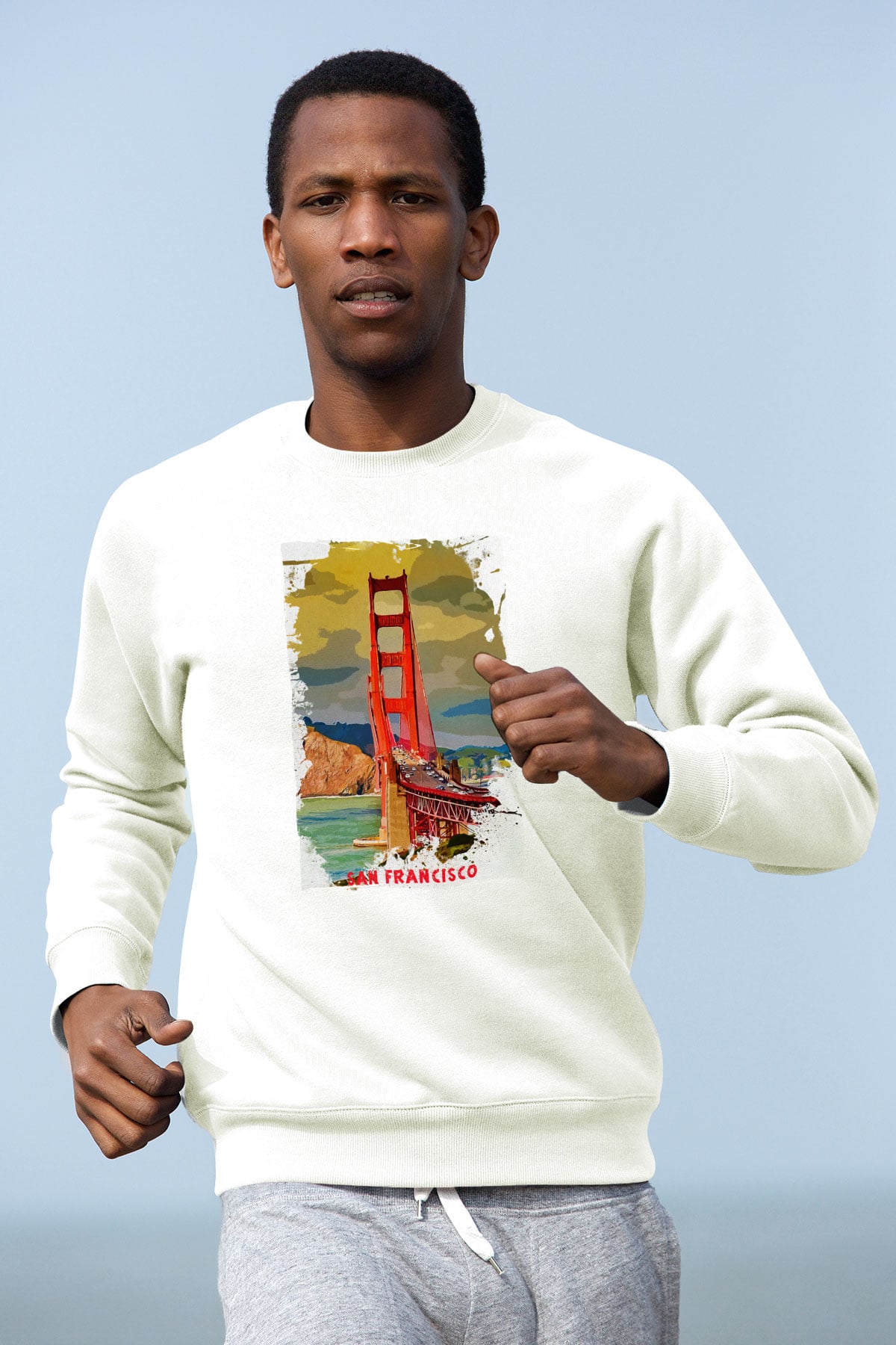 Golden Gate Bridge Beyaz Unisex Sweatshirt