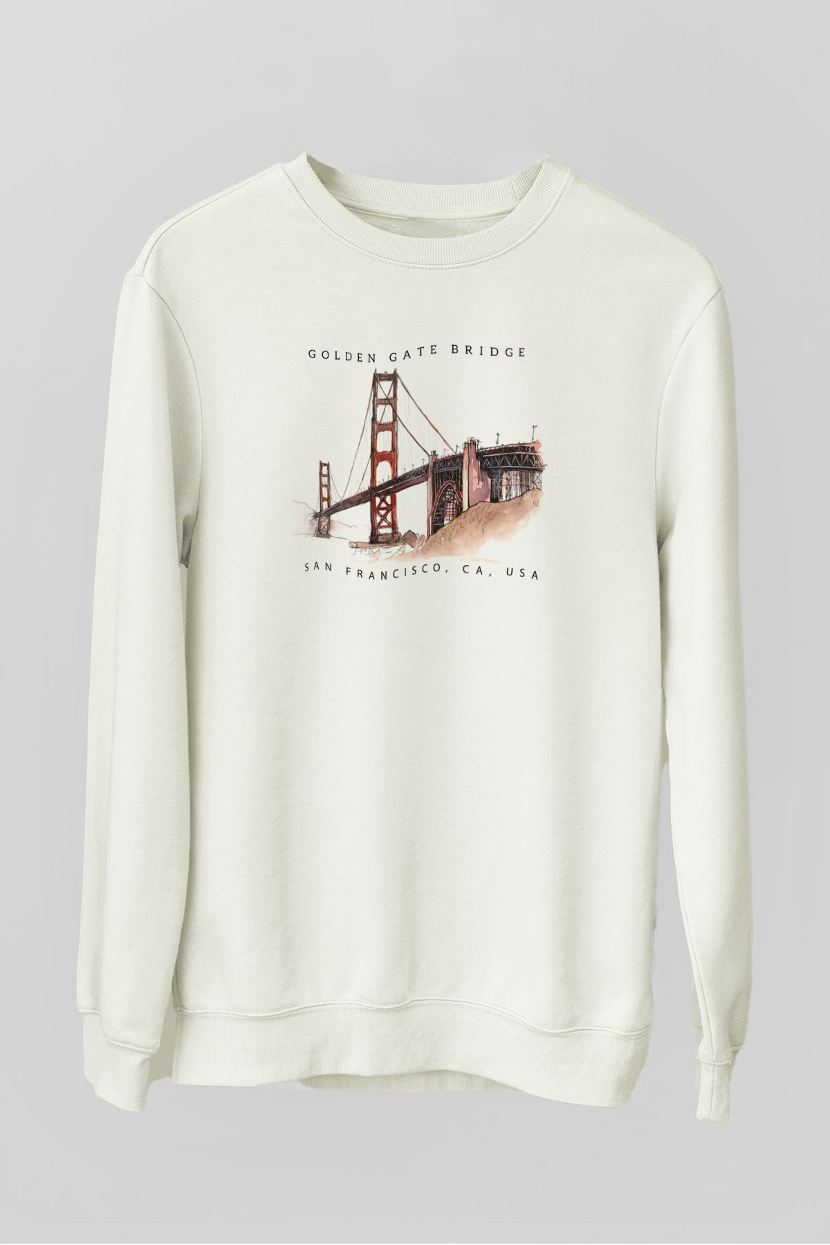 Golden Gate Bridge Beyaz Unisex Sweatshirt