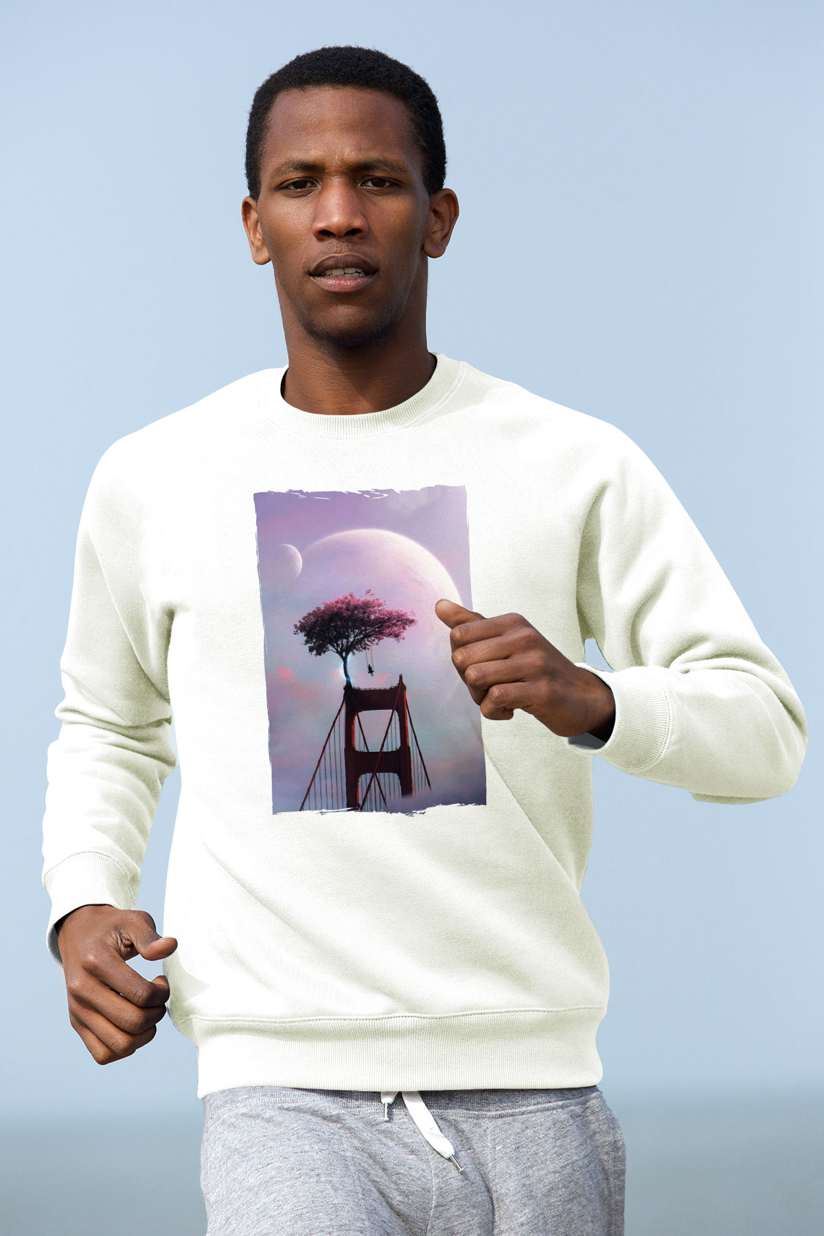 Golden Gate Bridge Beyaz Unisex Sweatshirt
