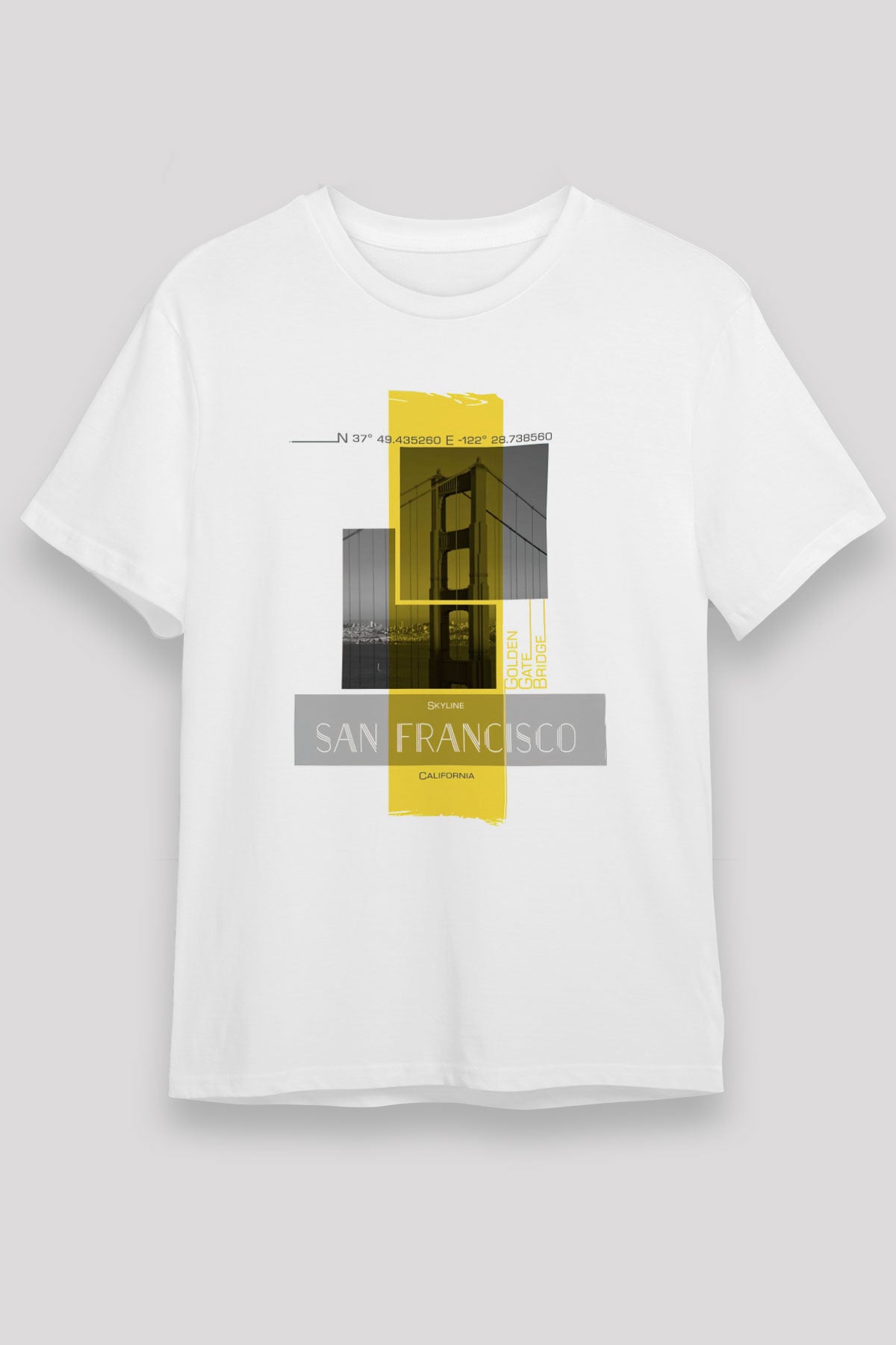 Golden Gate Bridge Beyaz Unisex Tişört T-Shirt - TişörtFabrikası