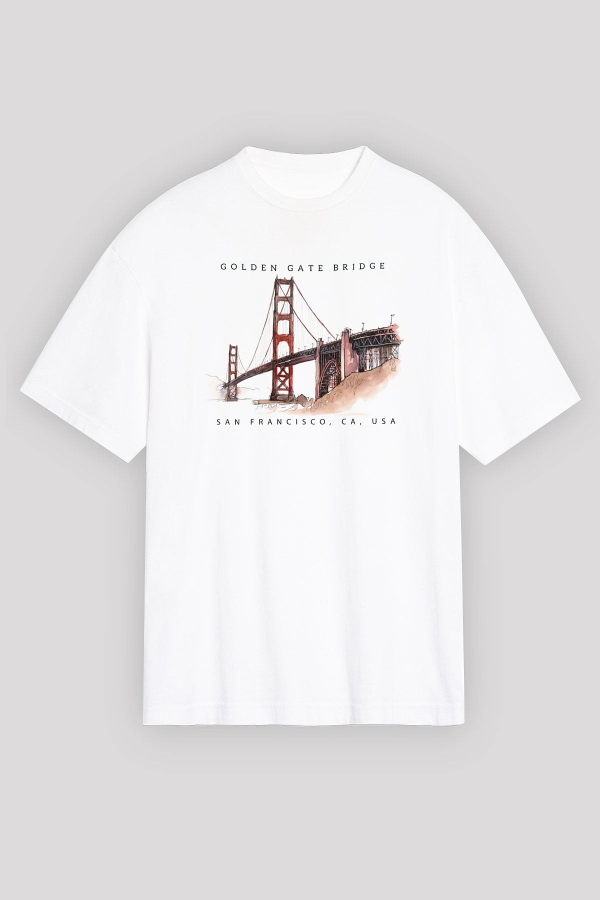 Golden Gate Bridge Beyaz Unisex Tişört T-Shirt - TişörtFabrikası