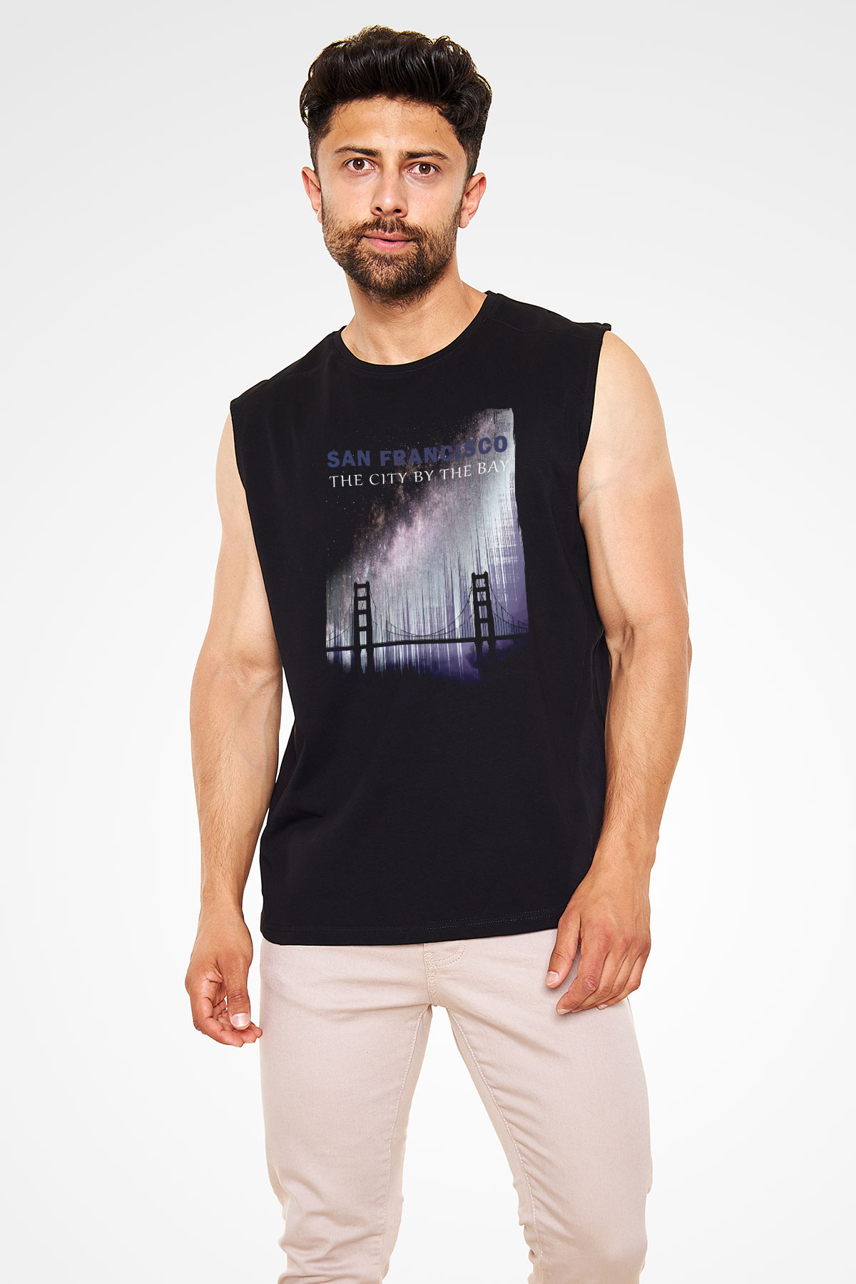 Golden Gate Bridge Siyah Unisex Kolsuz Tişört
