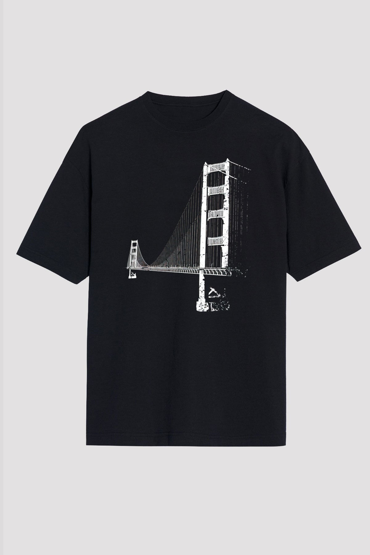 Golden Gate Bridge Siyah Unisex Tişört T-Shirt - TişörtFabrikası