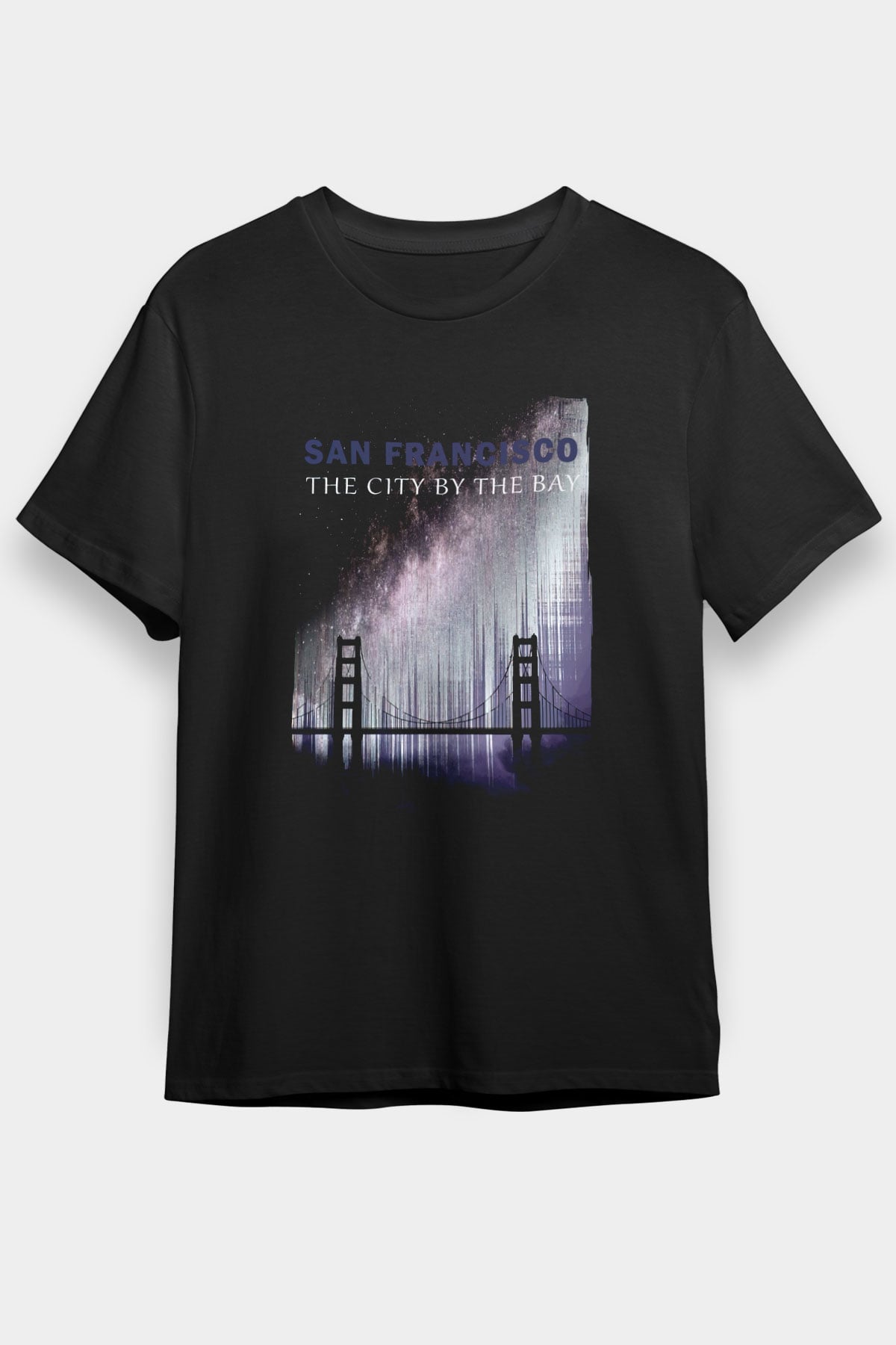 Golden Gate Bridge Siyah Unisex Tişört T-Shirt - TişörtFabrikası
