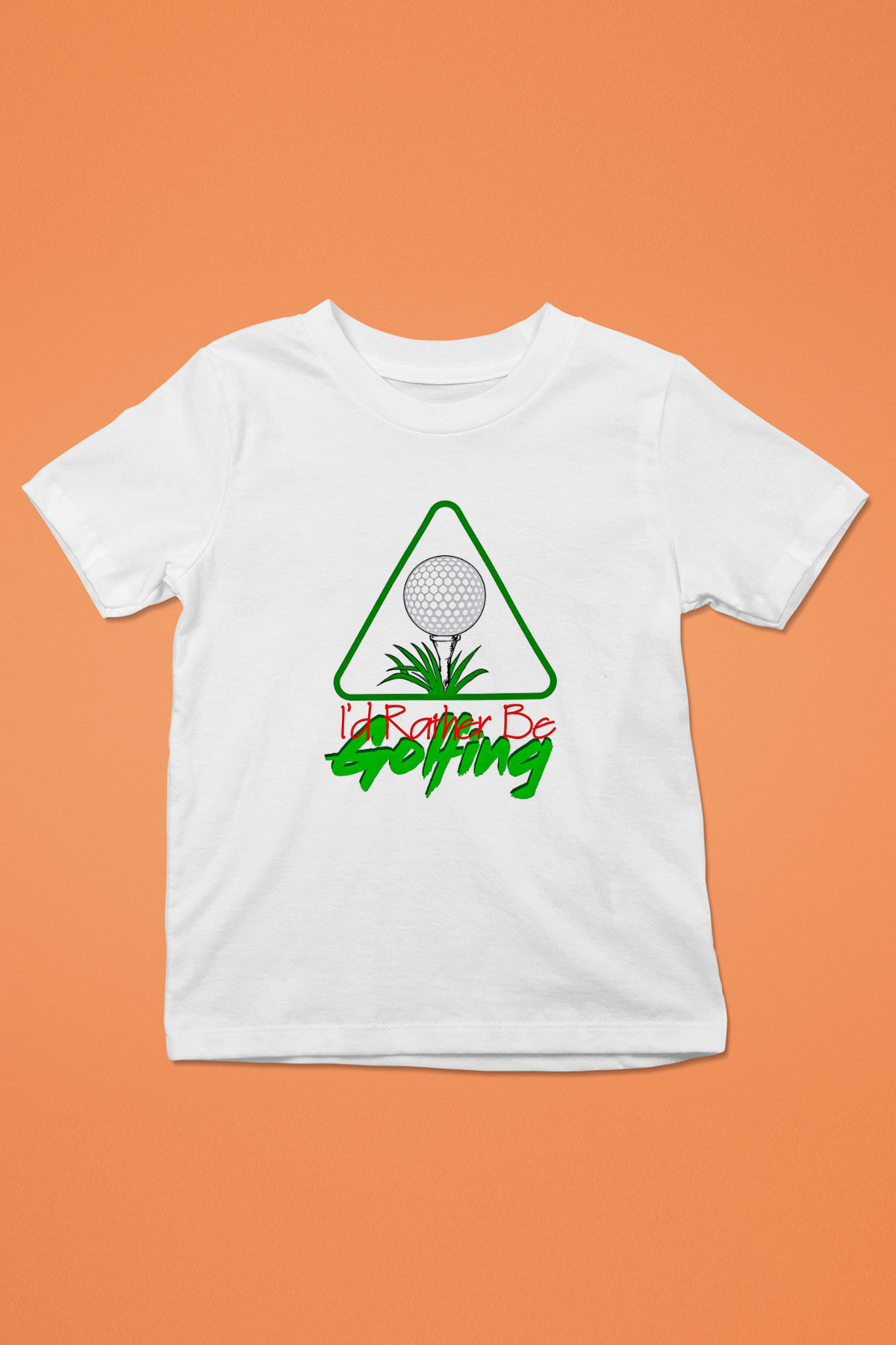 Golf Baskılı Unisex Beyaz Çocuk Tişört - Tshirt