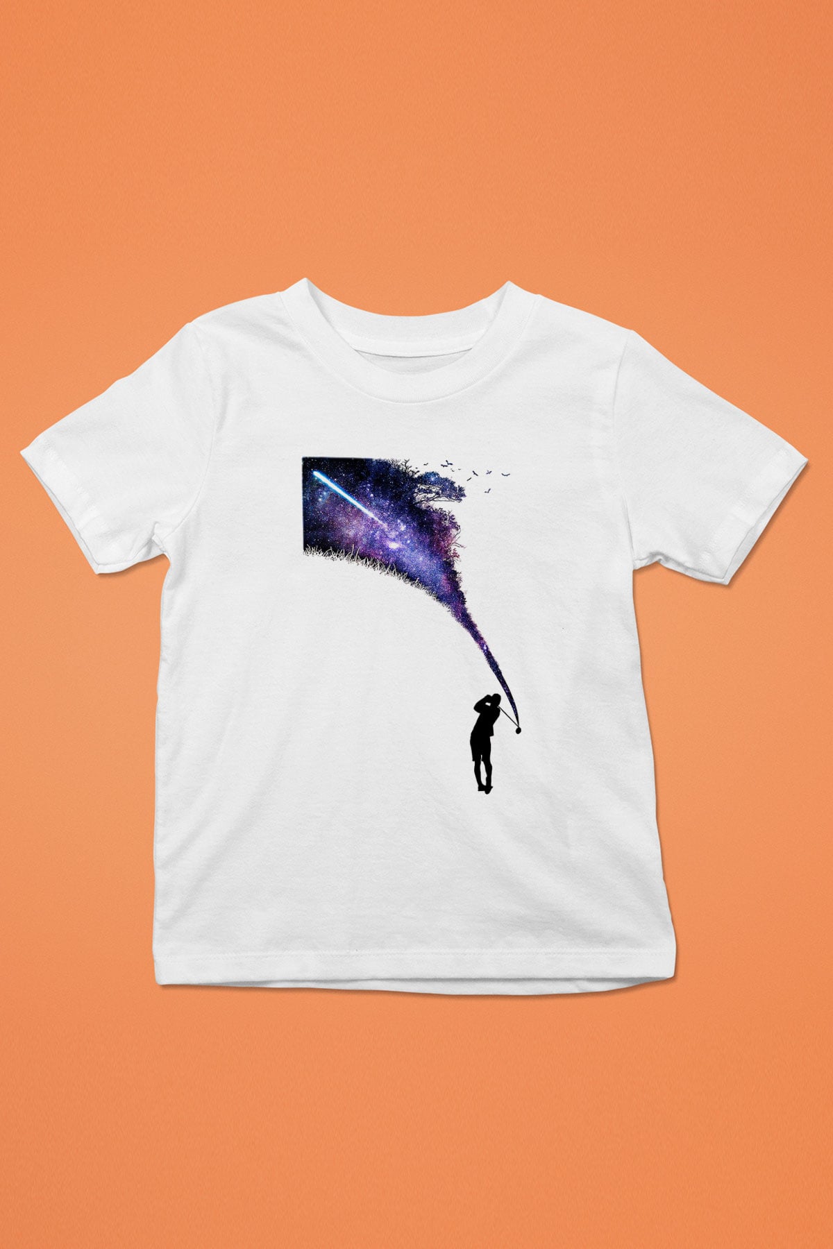 Golf Baskılı Unisex Beyaz Çocuk Tişört - Tshirt