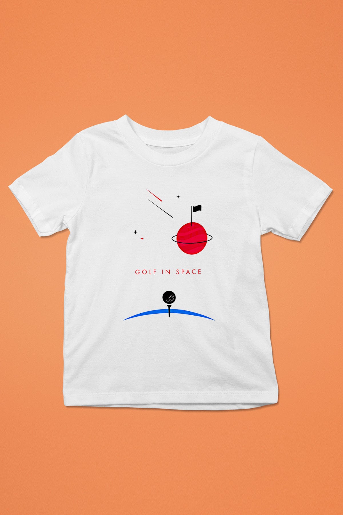 Golf Baskılı Unisex Beyaz Çocuk Tişört - Tshirt