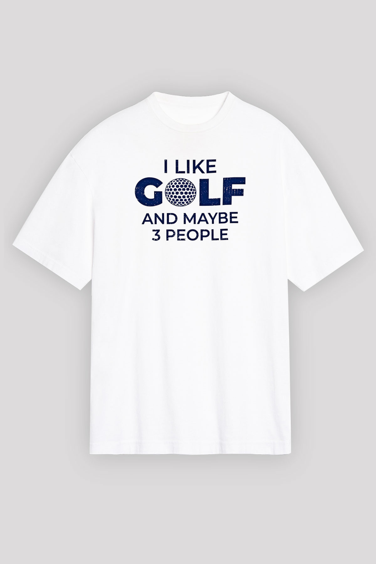 Golf Baskılı Unisex Beyaz Oversize Tişört - Tshirt