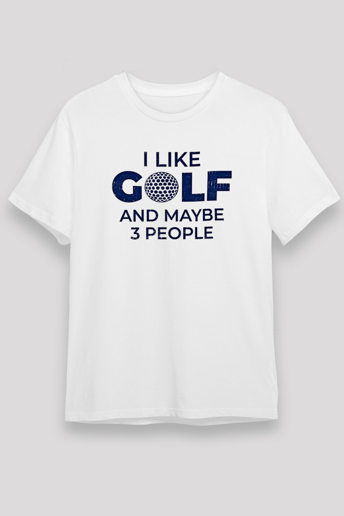 Golf Baskılı Unisex Beyaz Tişört - Tshirt