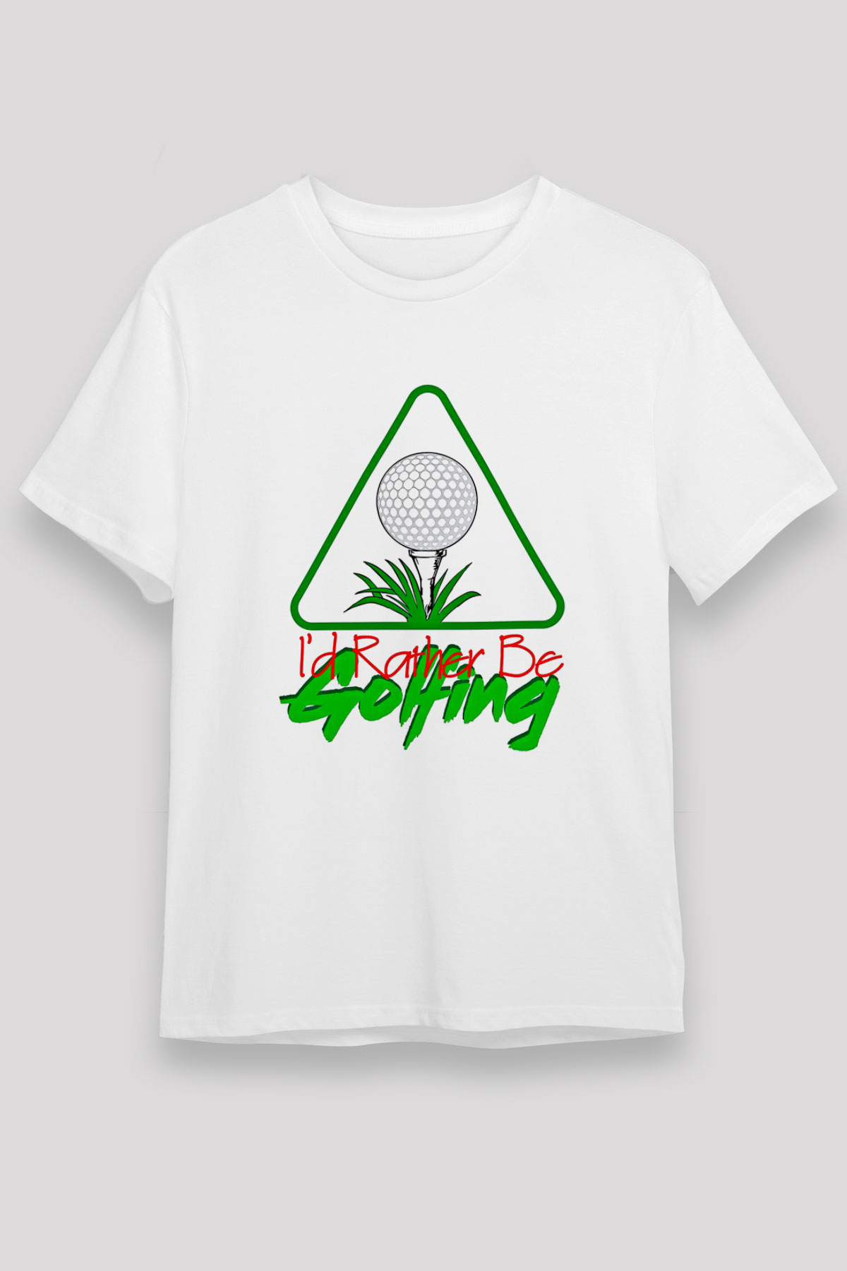 Golf Baskılı Unisex Beyaz Tişört - Tshirt