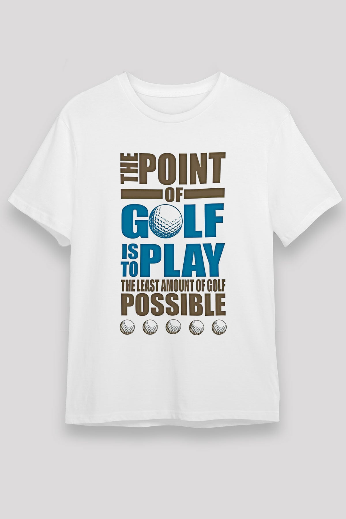 Golf Baskılı Unisex Beyaz Tişört - Tshirt